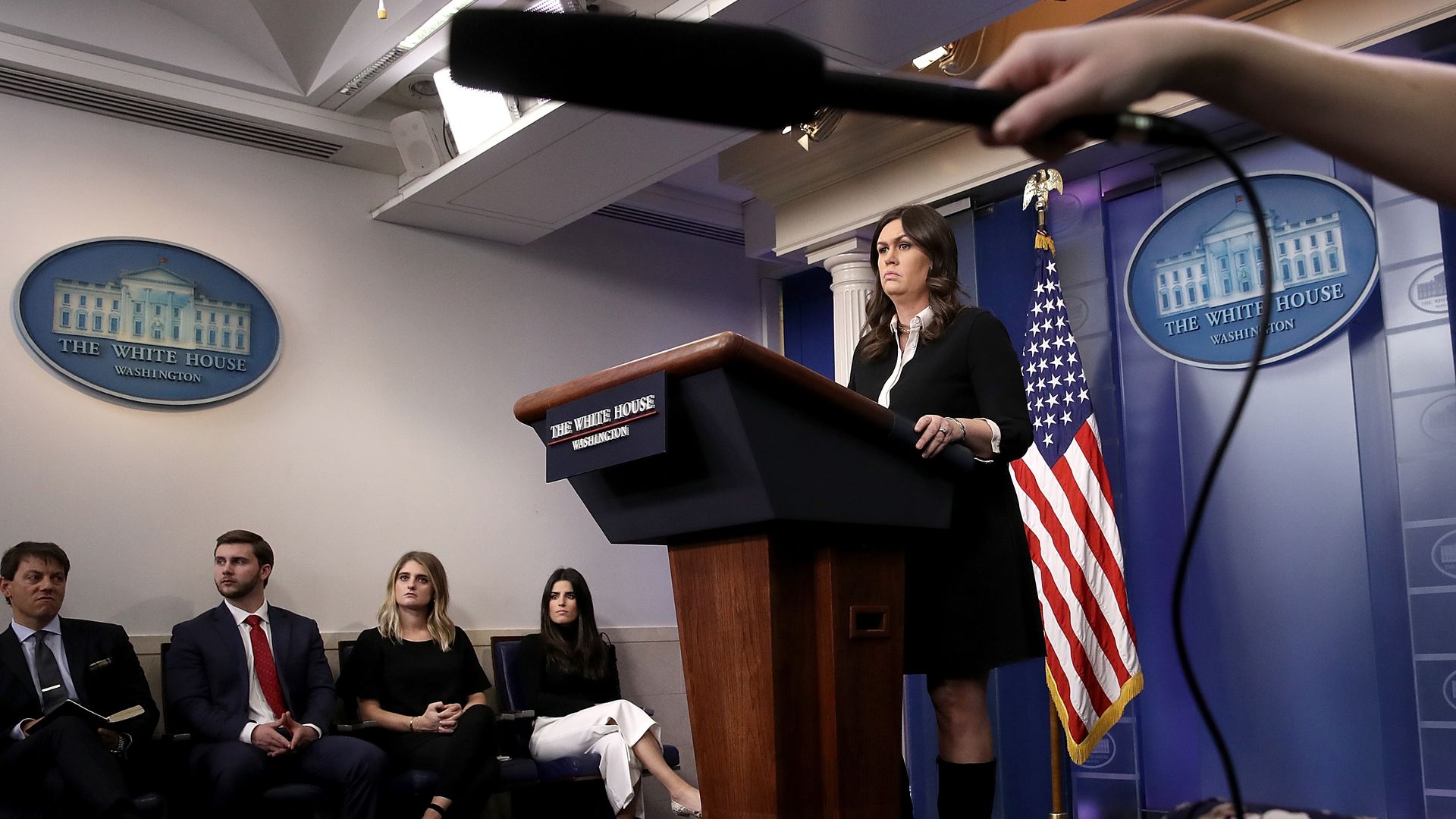 Sarah Sanders during the White House press briefing on January 17.