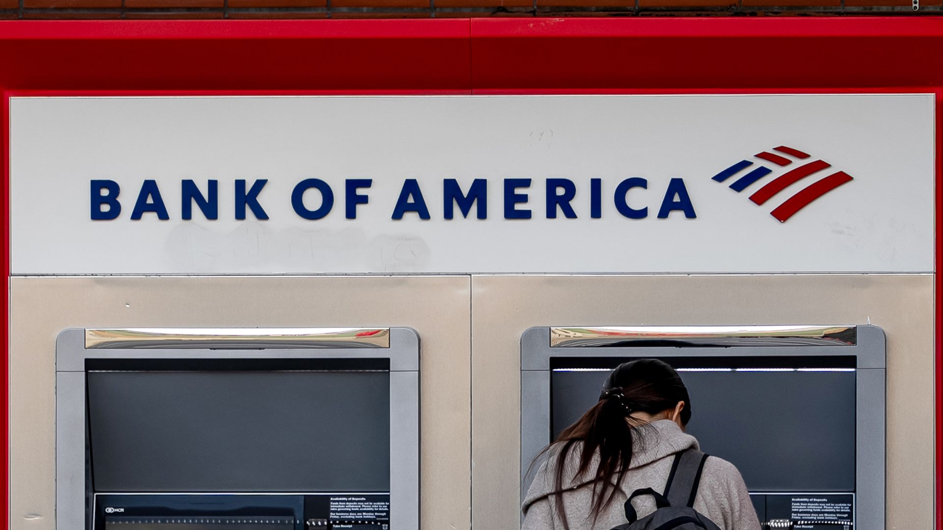 A customer uses a Bank of America ATM in San Francisco, California,