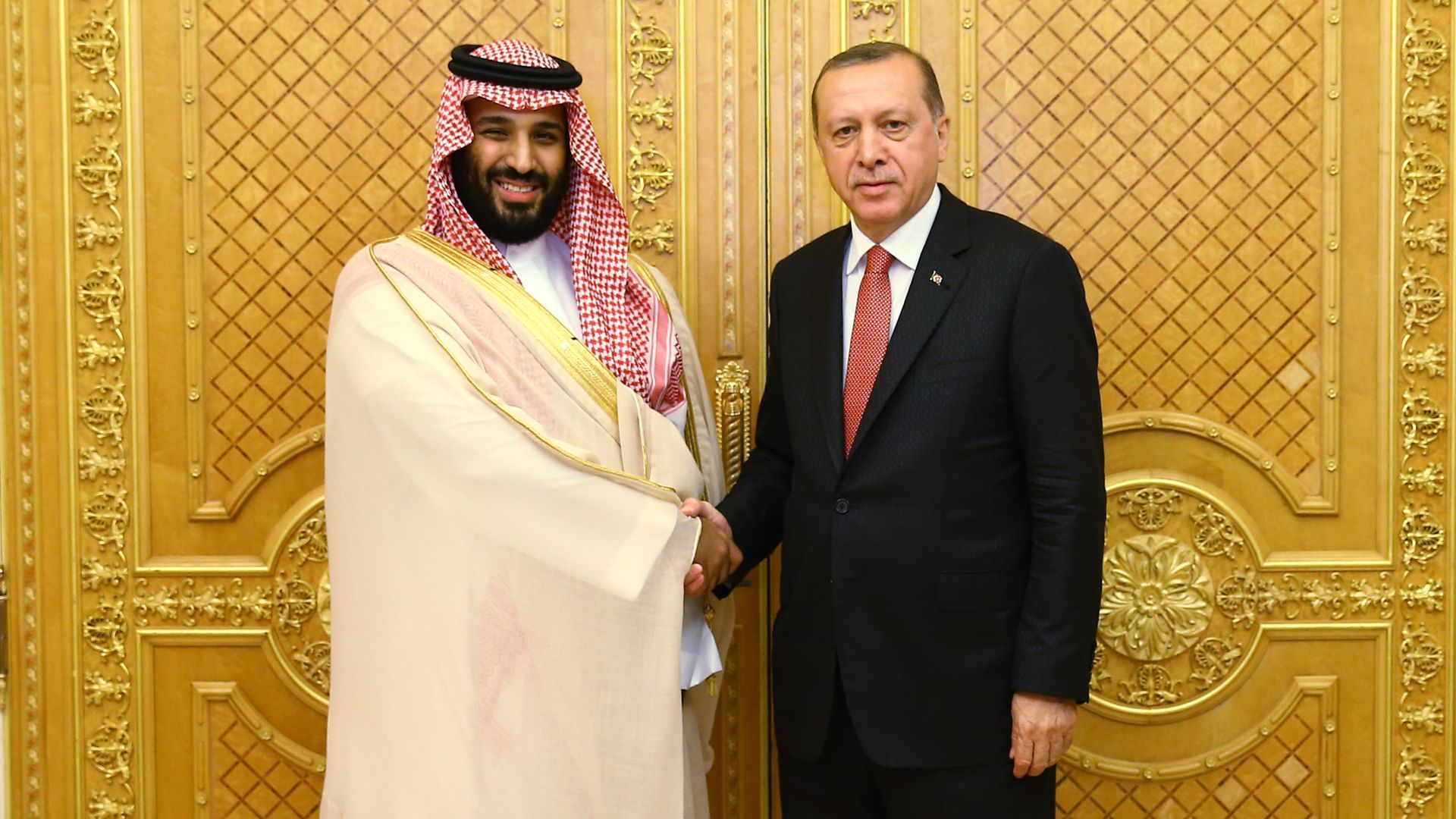 Saudi Crown Prince Mohammed bin Salman and Turkish President Recep Tayyip Erdoğan in Jeddah, Saudi Arabia, on July 23, 2017. Photo: Kayhan Ozer/Anadolu Agency/Getty Images