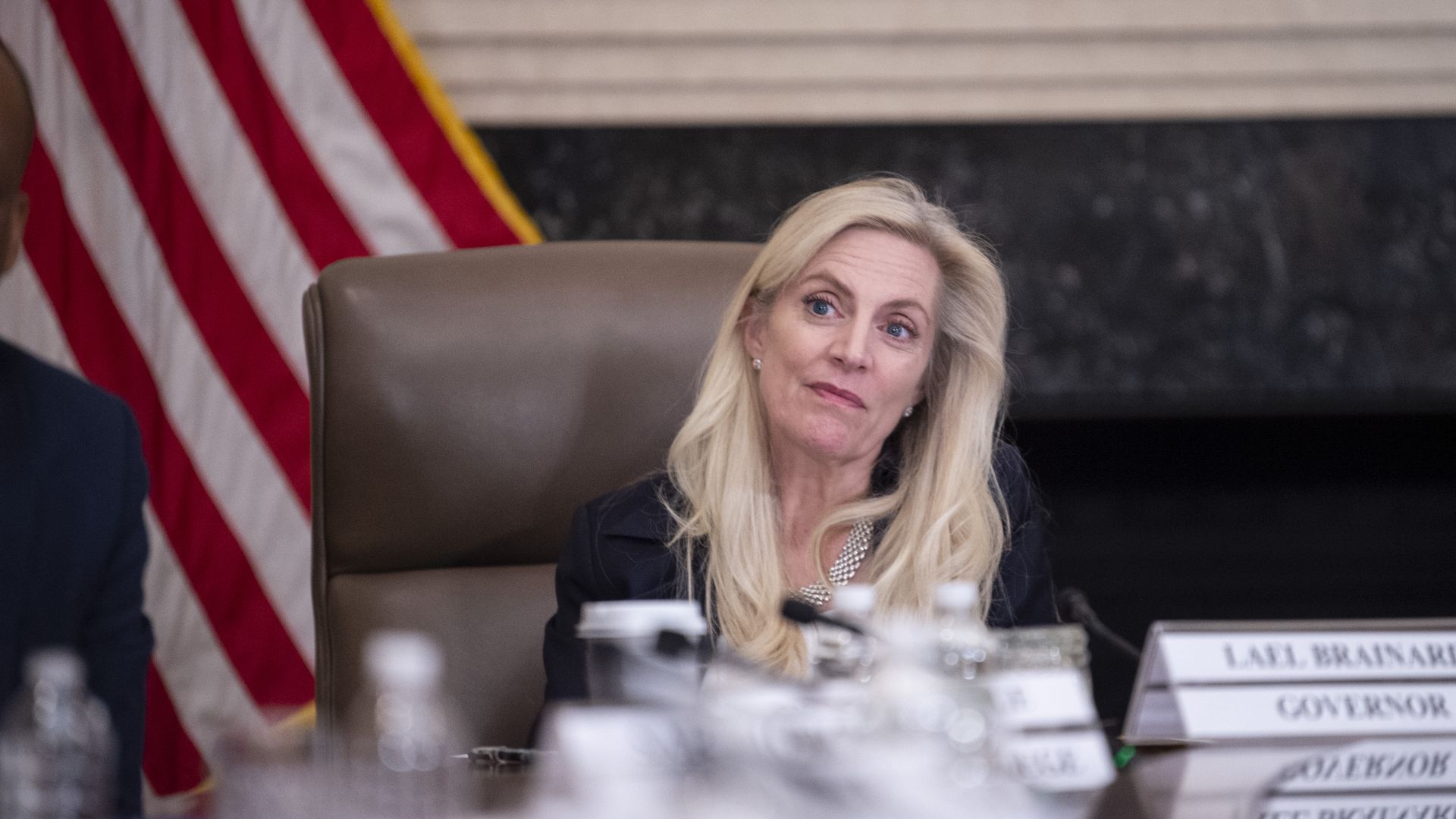 US A photo of Federal Reserve Governor Lael Brainard attends a "Fed Listens" event at the Federal Reserve headquarters in Washington, DC,