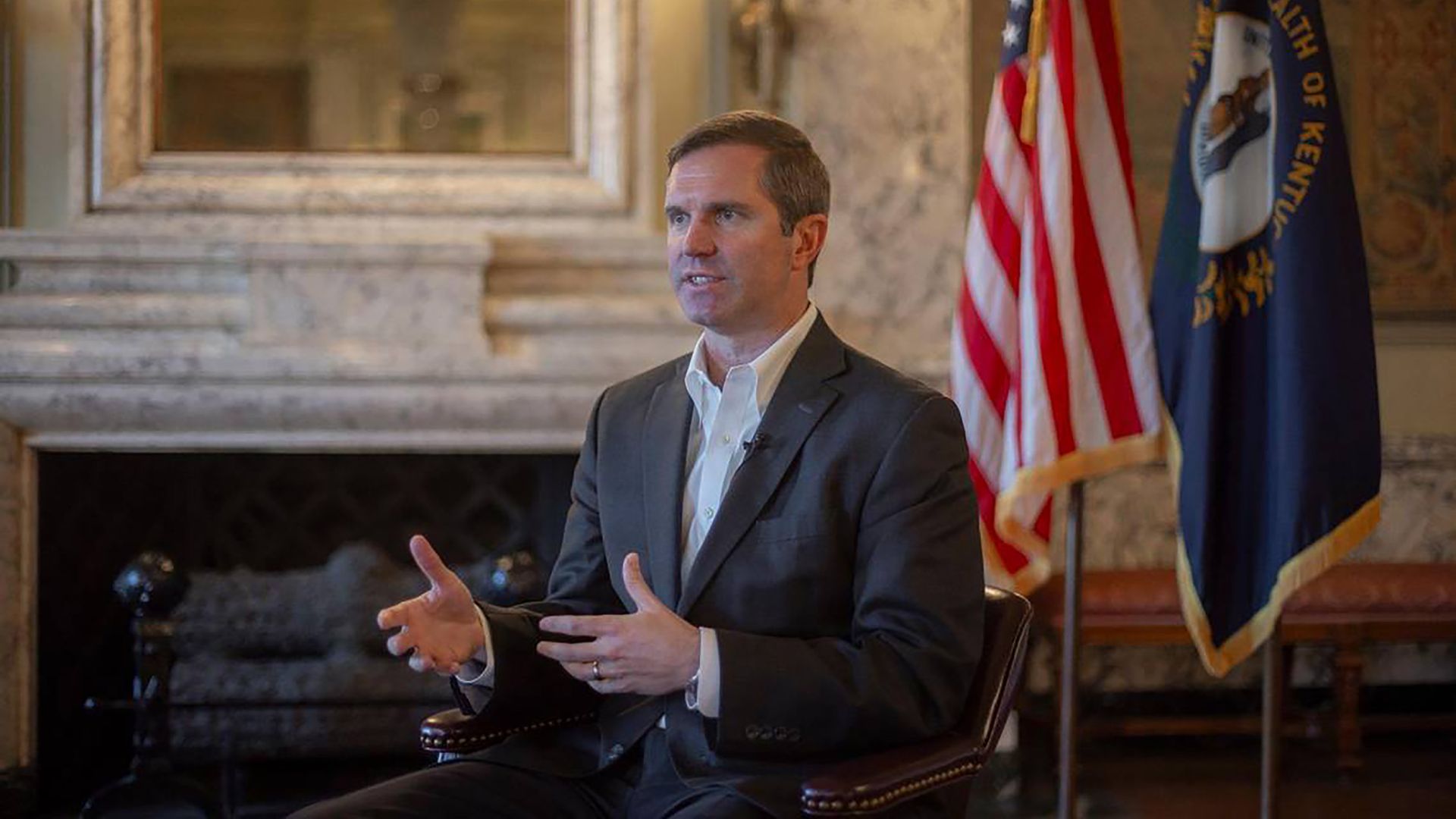 Kentucky Gov. Andy Beshear is photographed at the state Capitol in Frankfort