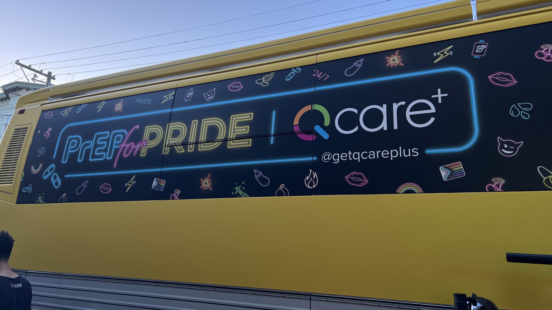 A bus that says, "Prep for Pride."