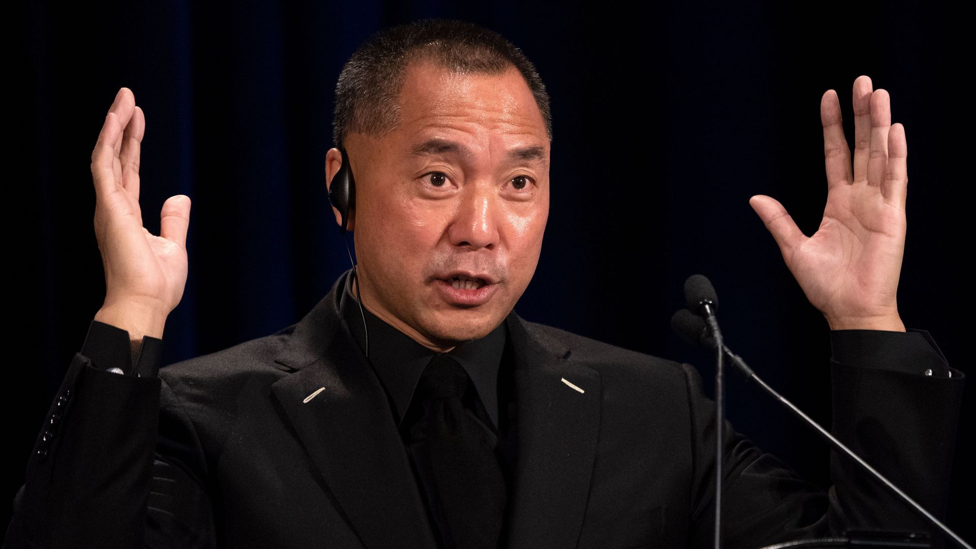  Fugitive Chinese billionaire Guo Wengui hold a news conference on November 20, 2018 in New York, on the death of of tycoon Wang Jian in France on July 3, 2018. 
