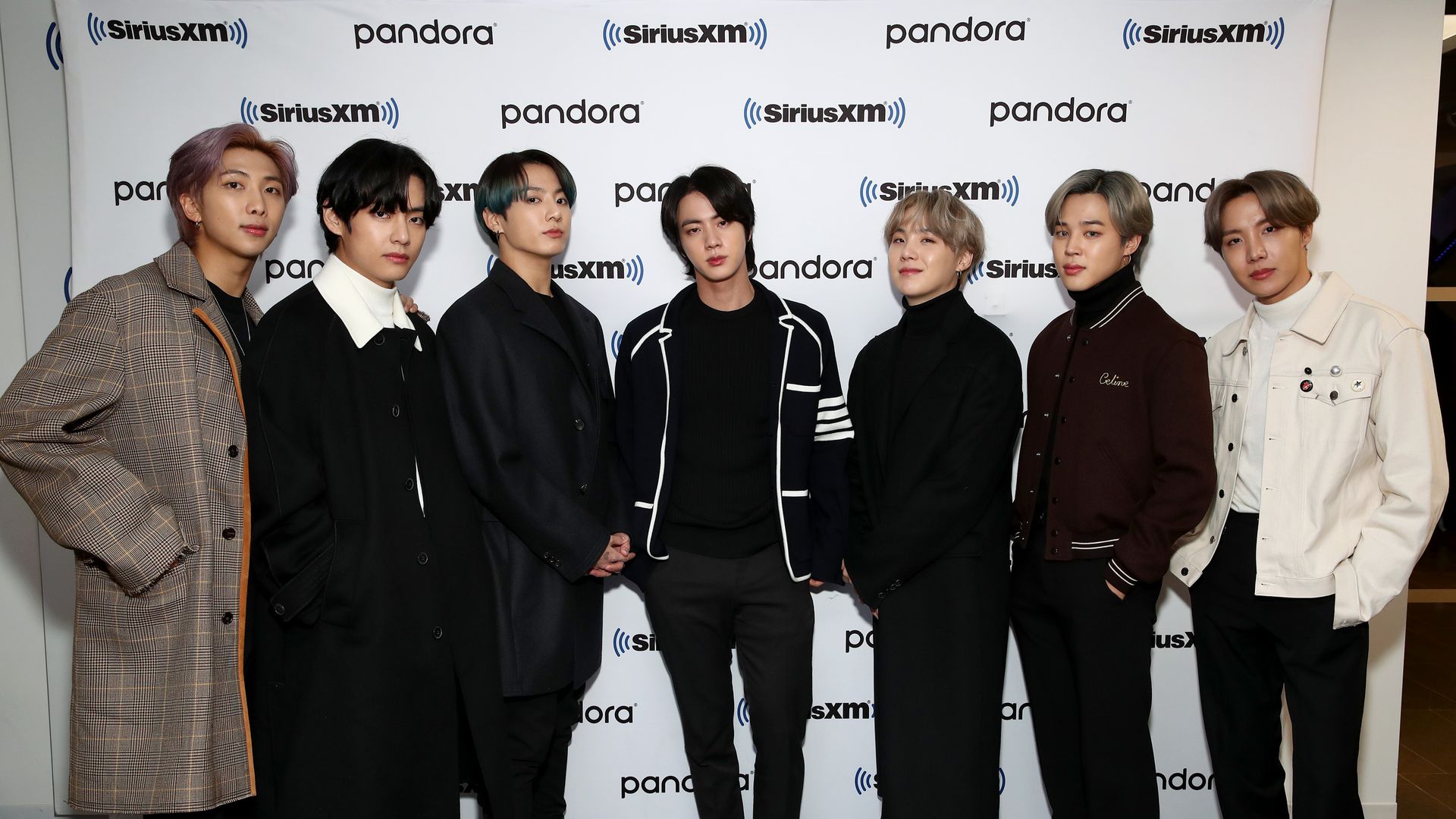 K-pop boy band BTS visit the SiriusXM Studios on February 21, 2020 in New York City.
