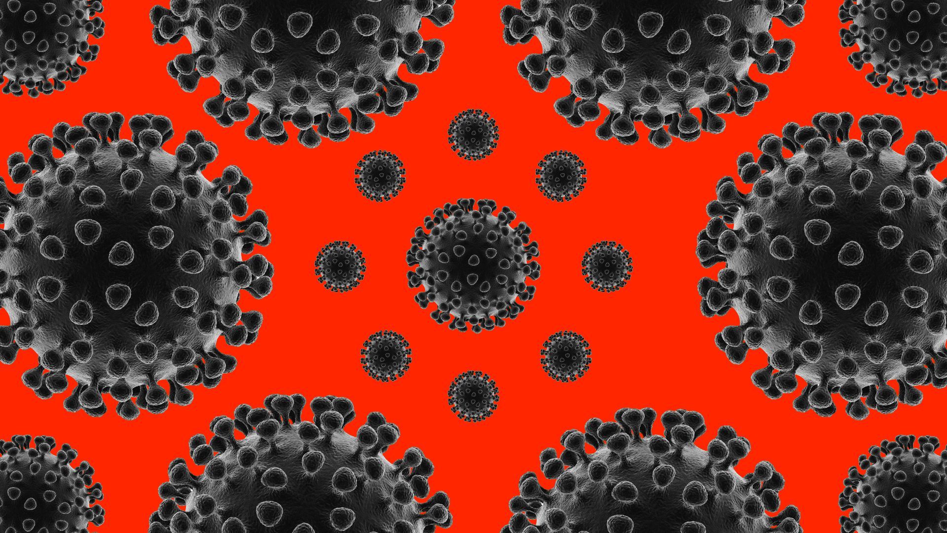 Illustration of a spiral pattern of coronavirus cells. 