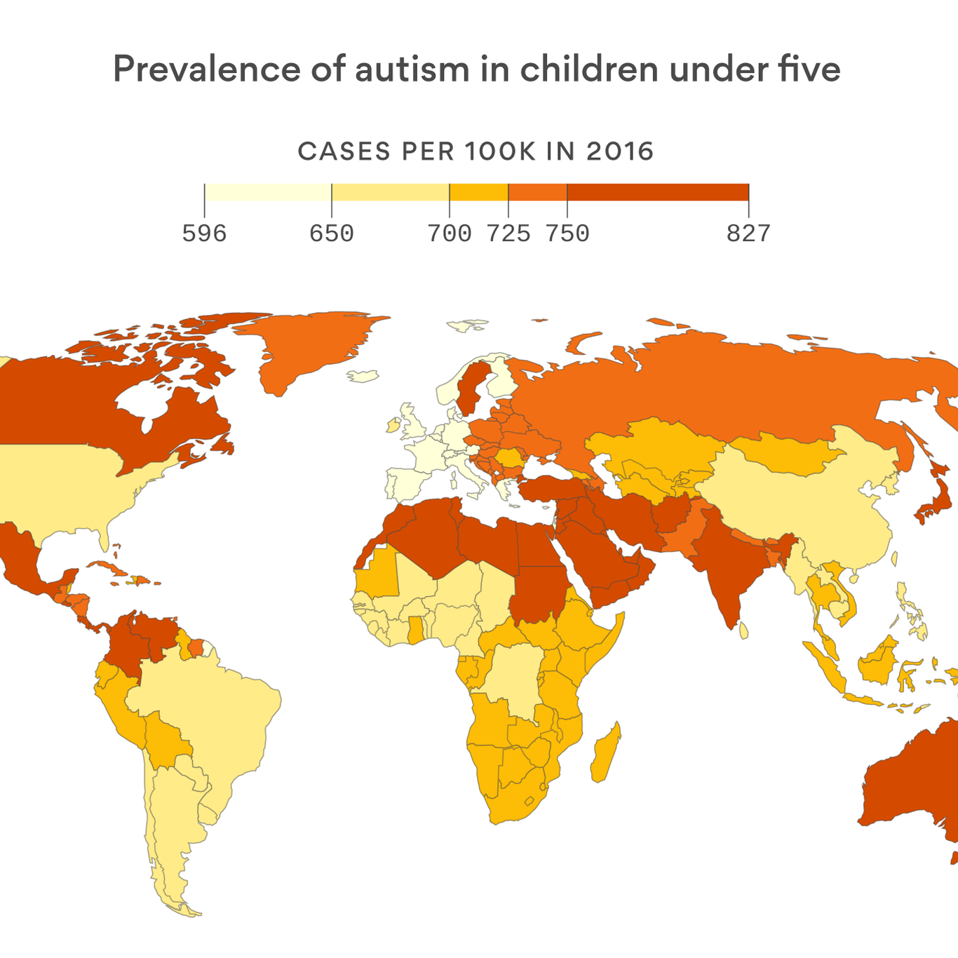 What country has least autism?