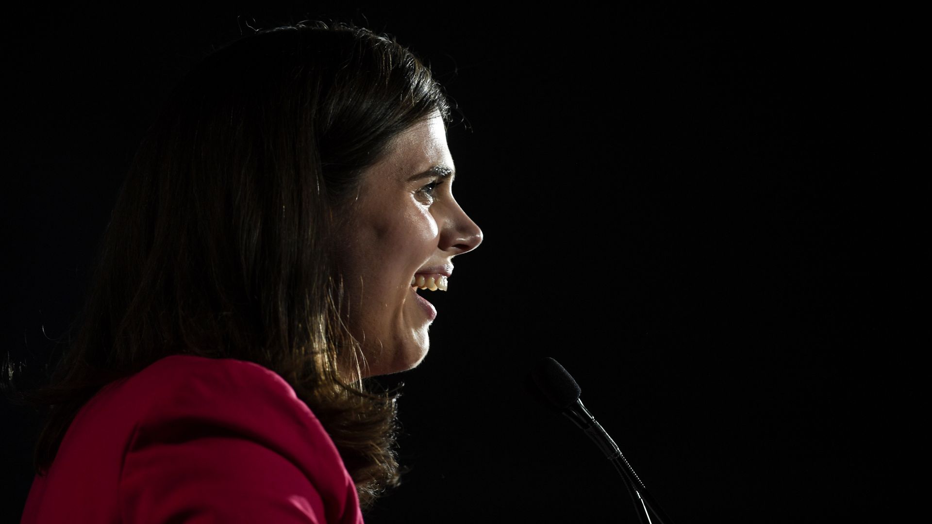 Colorado Secretary of State Jena Griswold is seen delivering a speech.