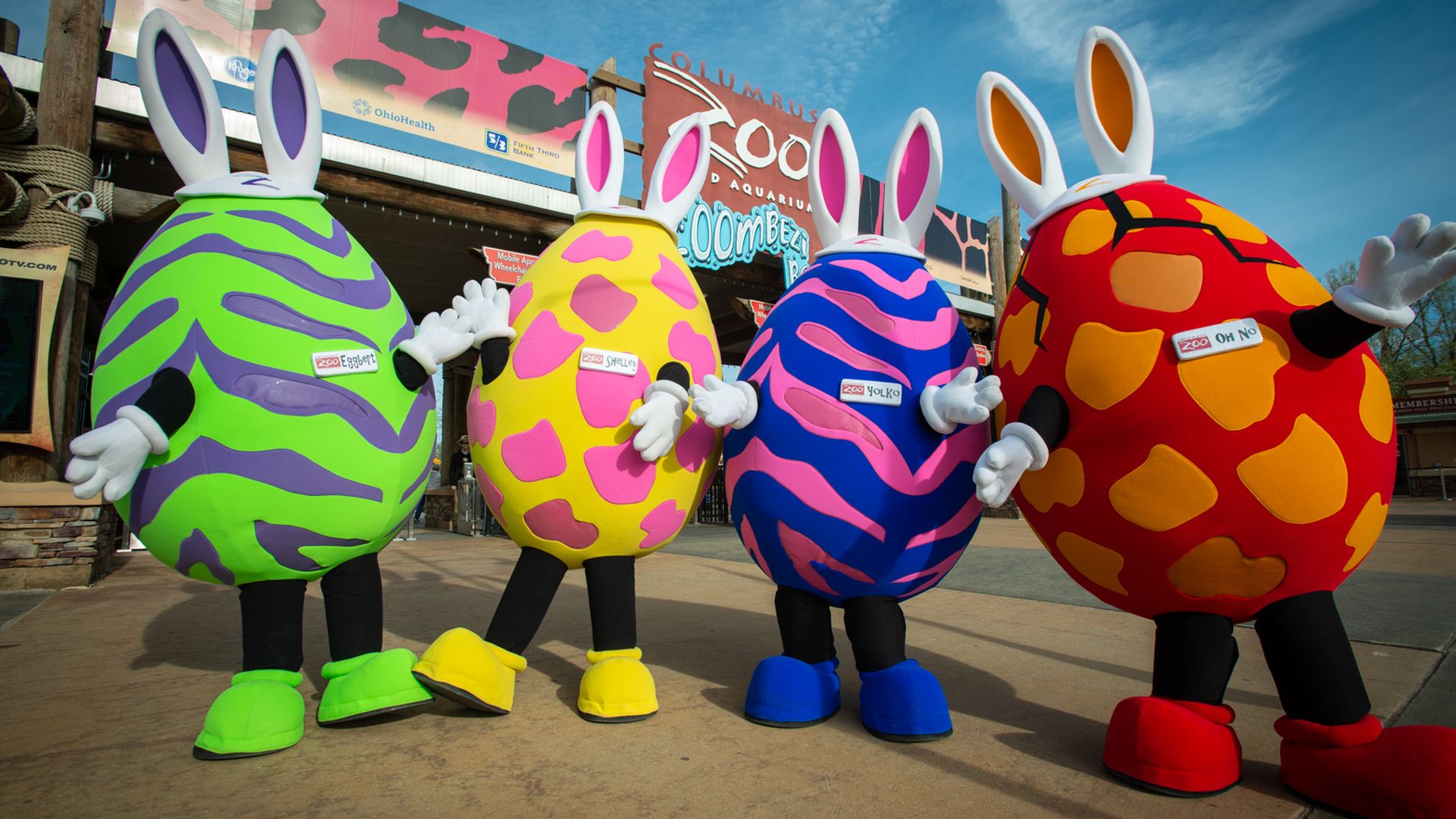 Mascot eggs with Easter Bunny ears
