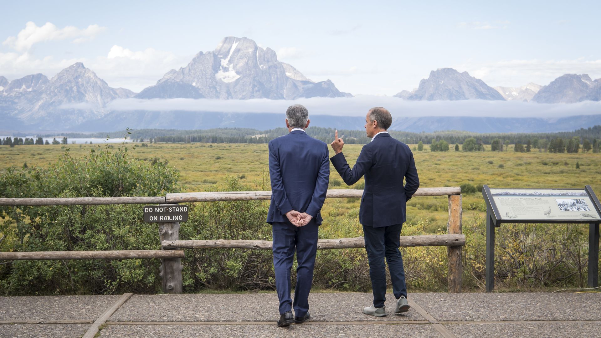 Fed Chair Jerome Powell and Former Bank of England Governor Mark Carney in Jackson Hole
