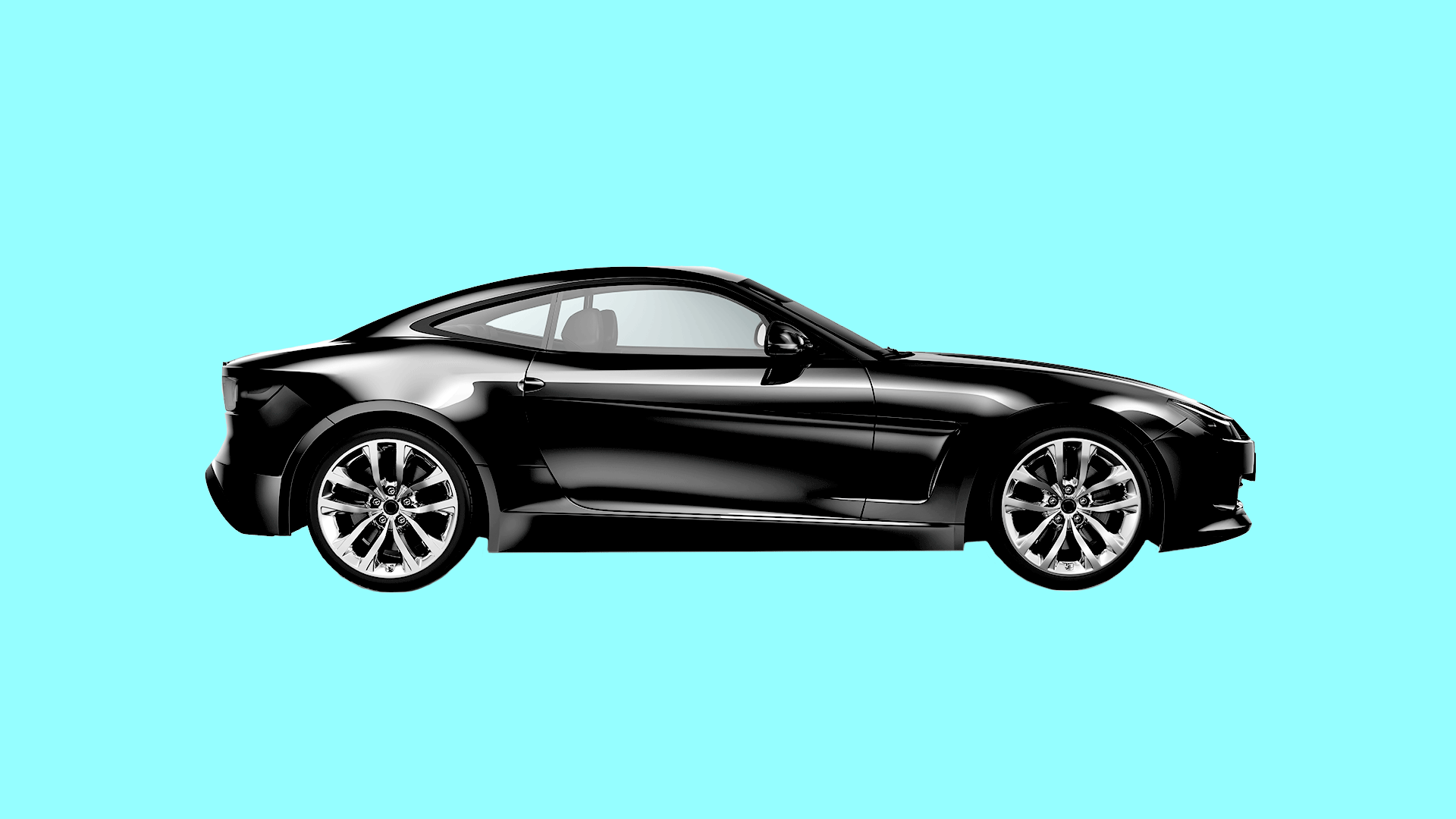 A gif of a black sports car with sonar lines around it