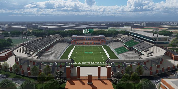 Jerry Richardson Stadium expanded to 30,680. Rendering courtesy of Jenkins Peer Architects/HOK