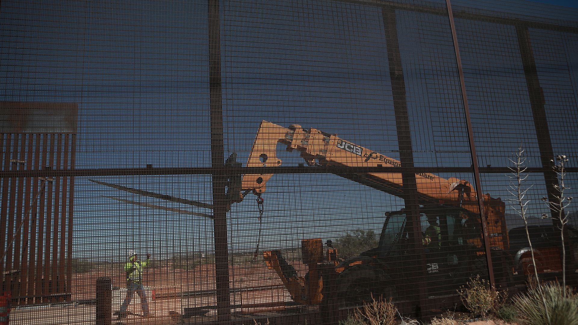 US crews continue to work on secondary border wall between the Santa Teresa Desert on November 12, 2025.