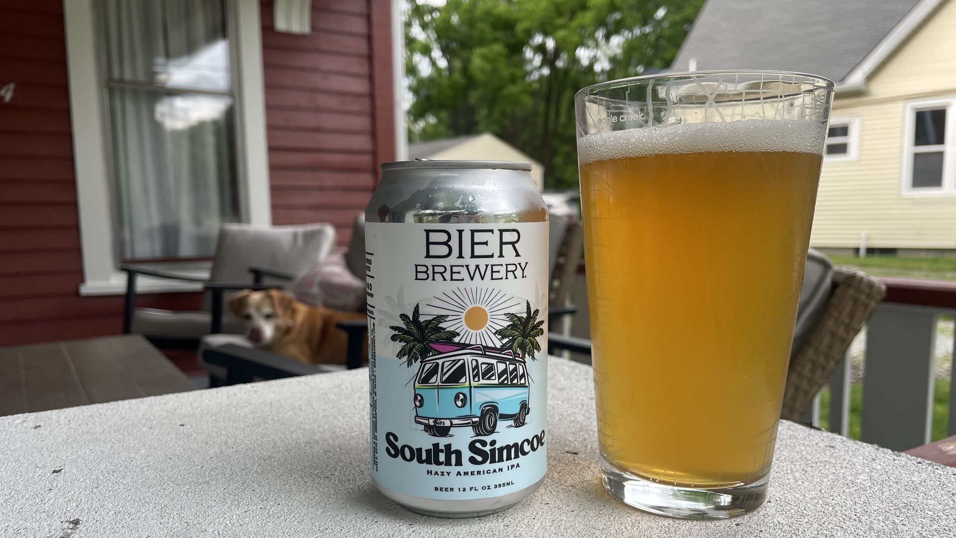A can and glass on a table