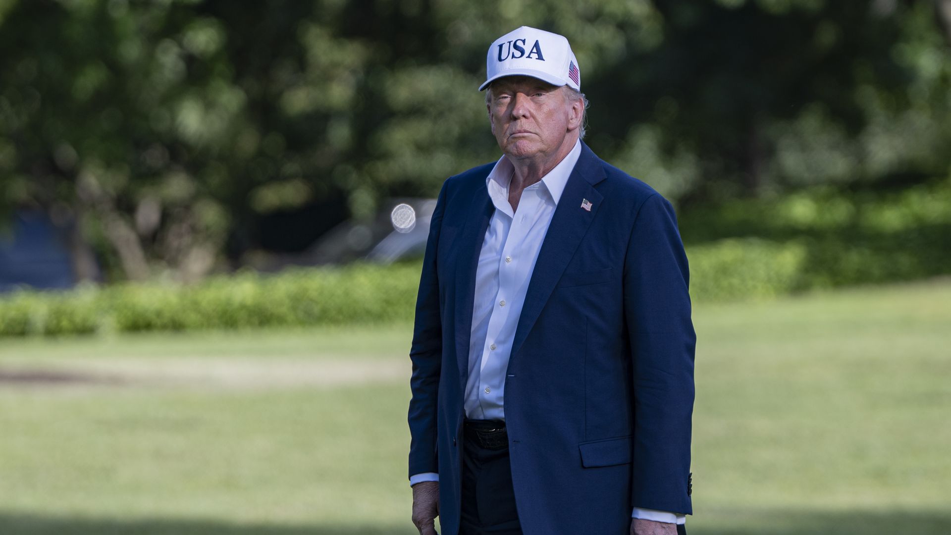  President Trump walks toward the White House upon his arrival from New Jersey in Washington DC on July 6. 
