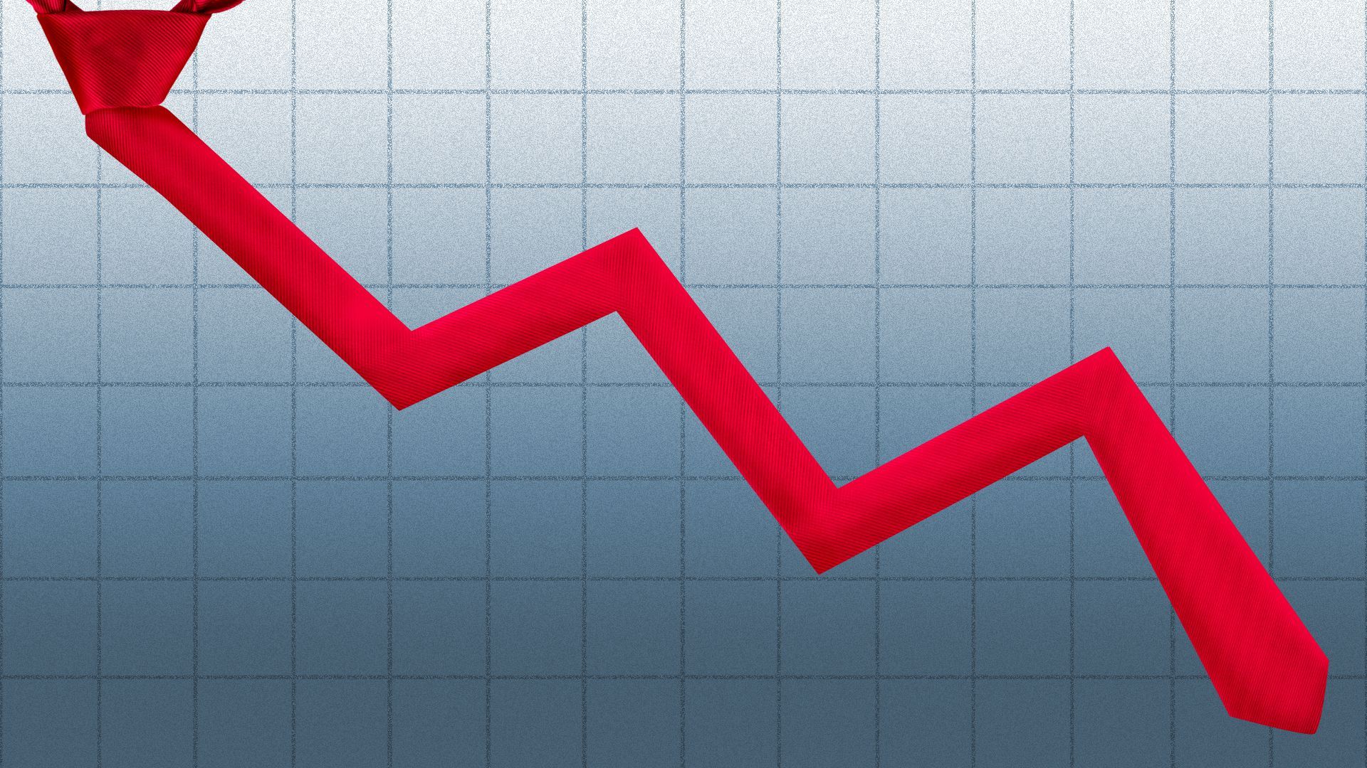 Illustration of a red neck tie forming a downward trend line.