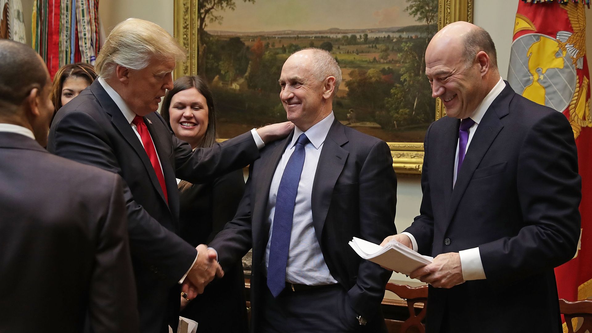 Donald Trump with Chris Liddell and Gary Cohn.
