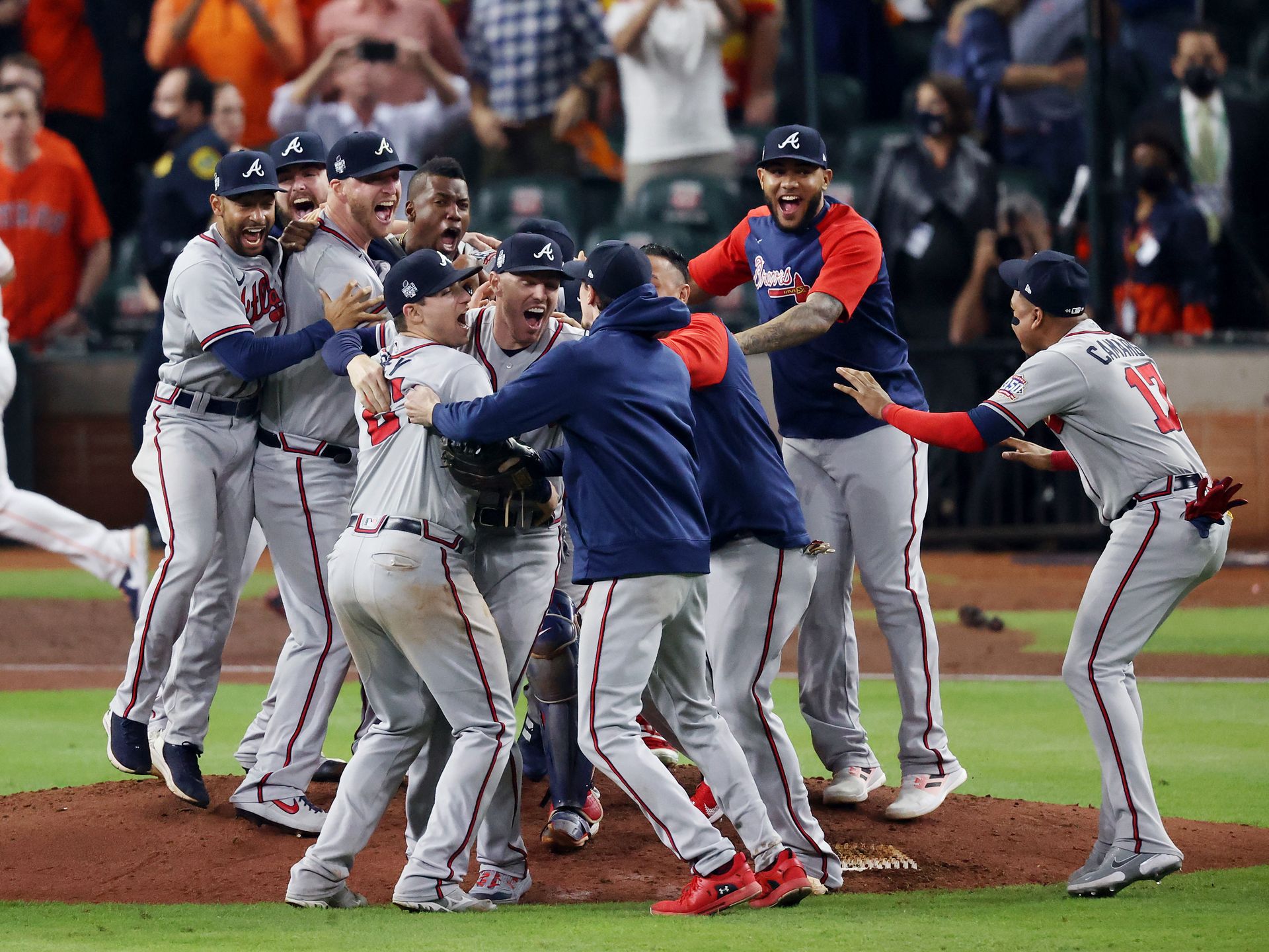 Download Atlanta Braves Fans Celebrate Recent World Series Win Wallpaper