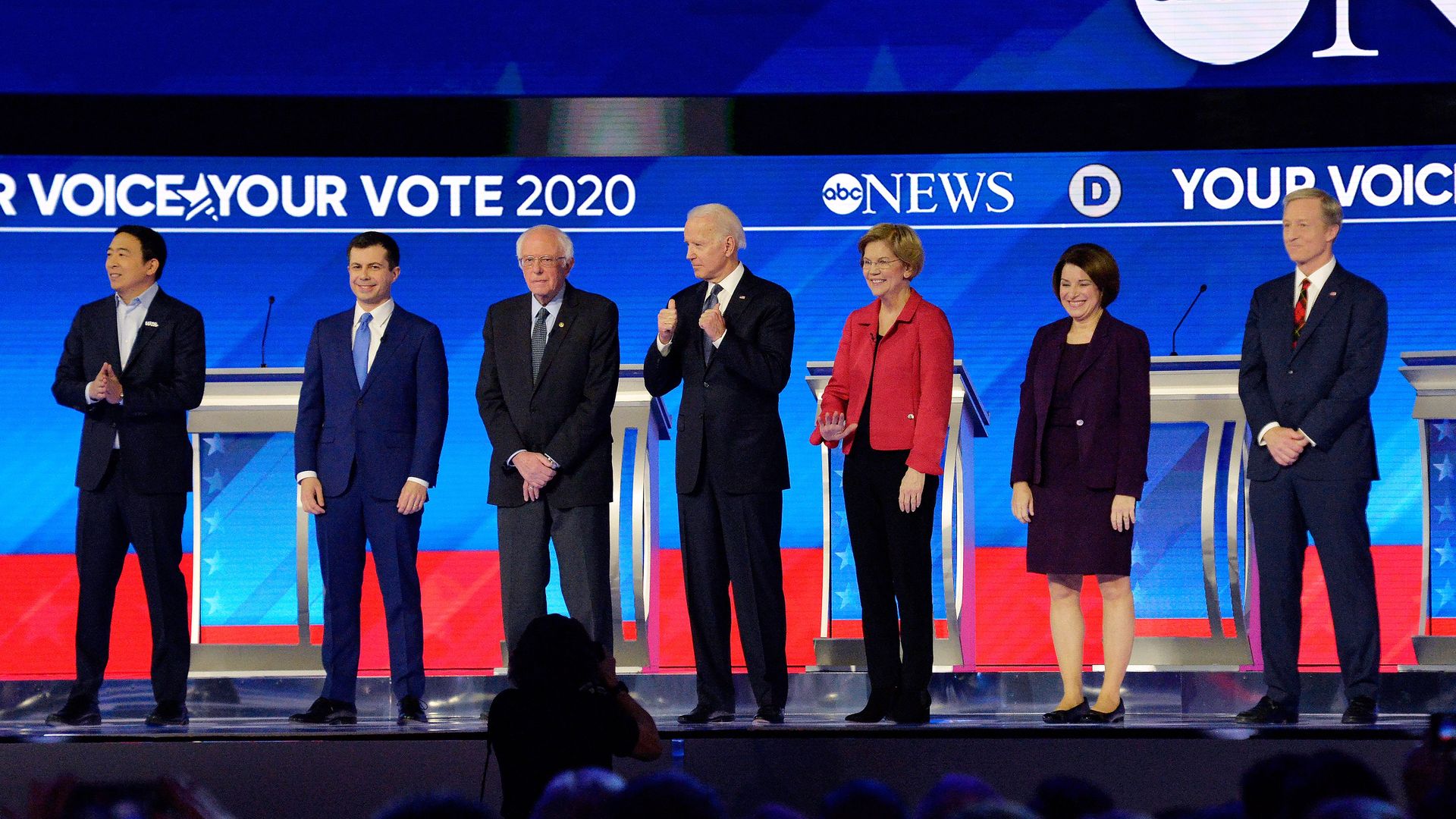 Democratic candidates on the debate stage