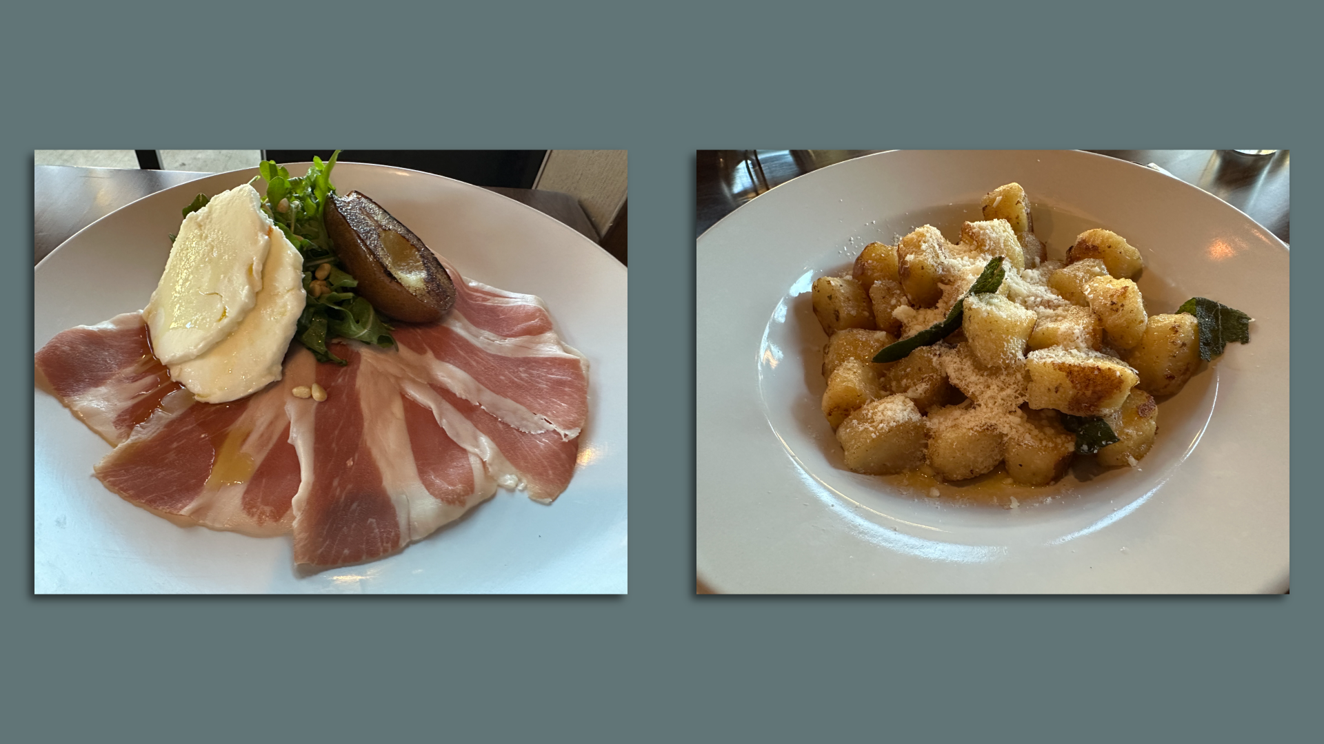 photos of mozzarella and gnocchi appetizers