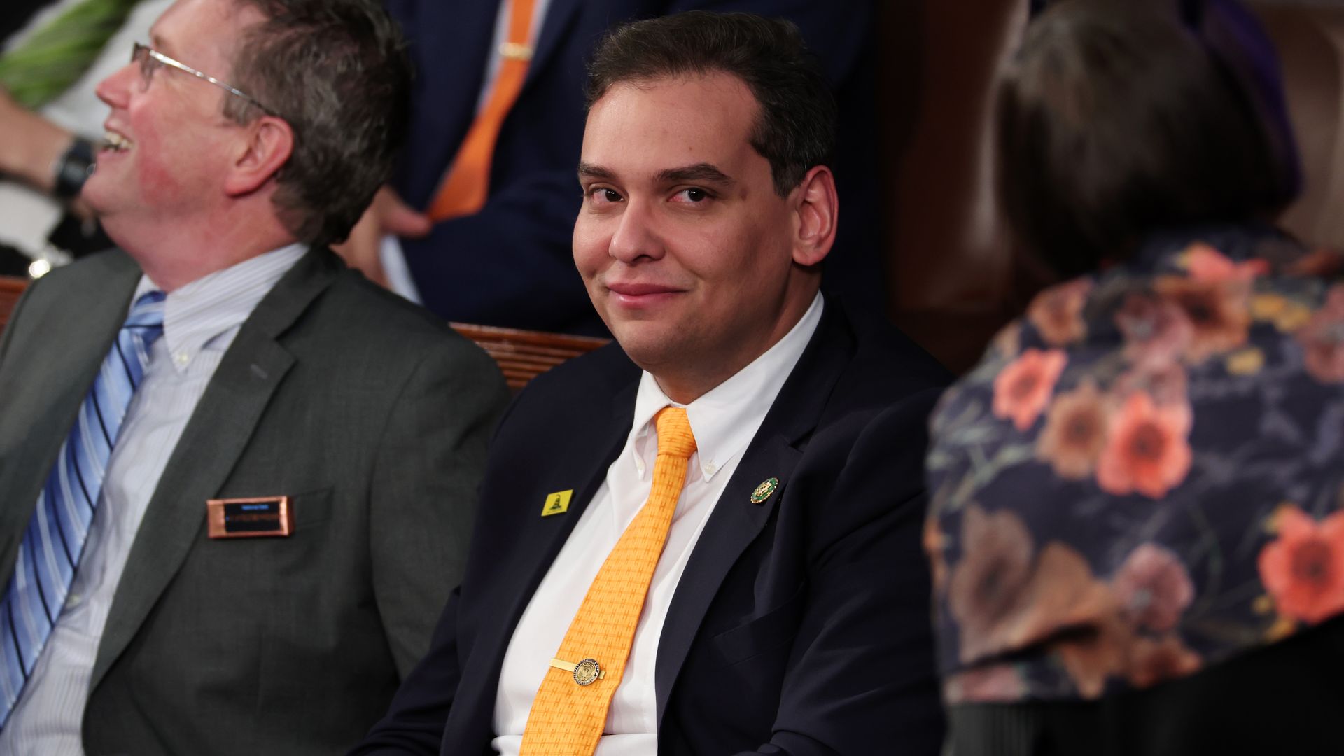 Rep. George Santos (R-NY) waits for President Joe Biden's State of the Union address