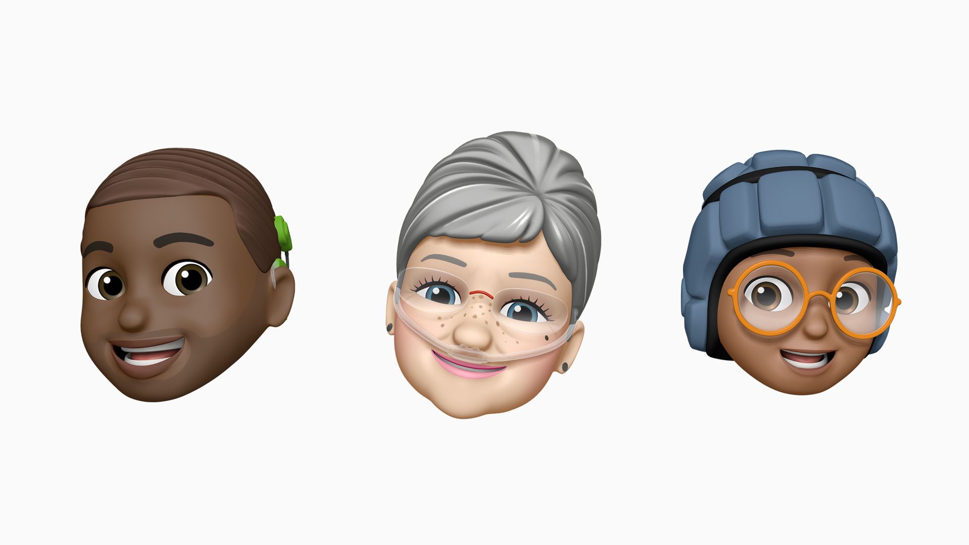 An image of three of Apple's newest memojis.