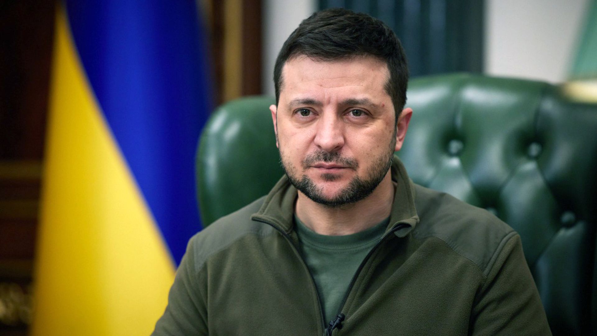 President of Ukraine Volodymyr Zelenskyy is pictured during his regular address to the nation, Kyiv, capital of Ukraine.
