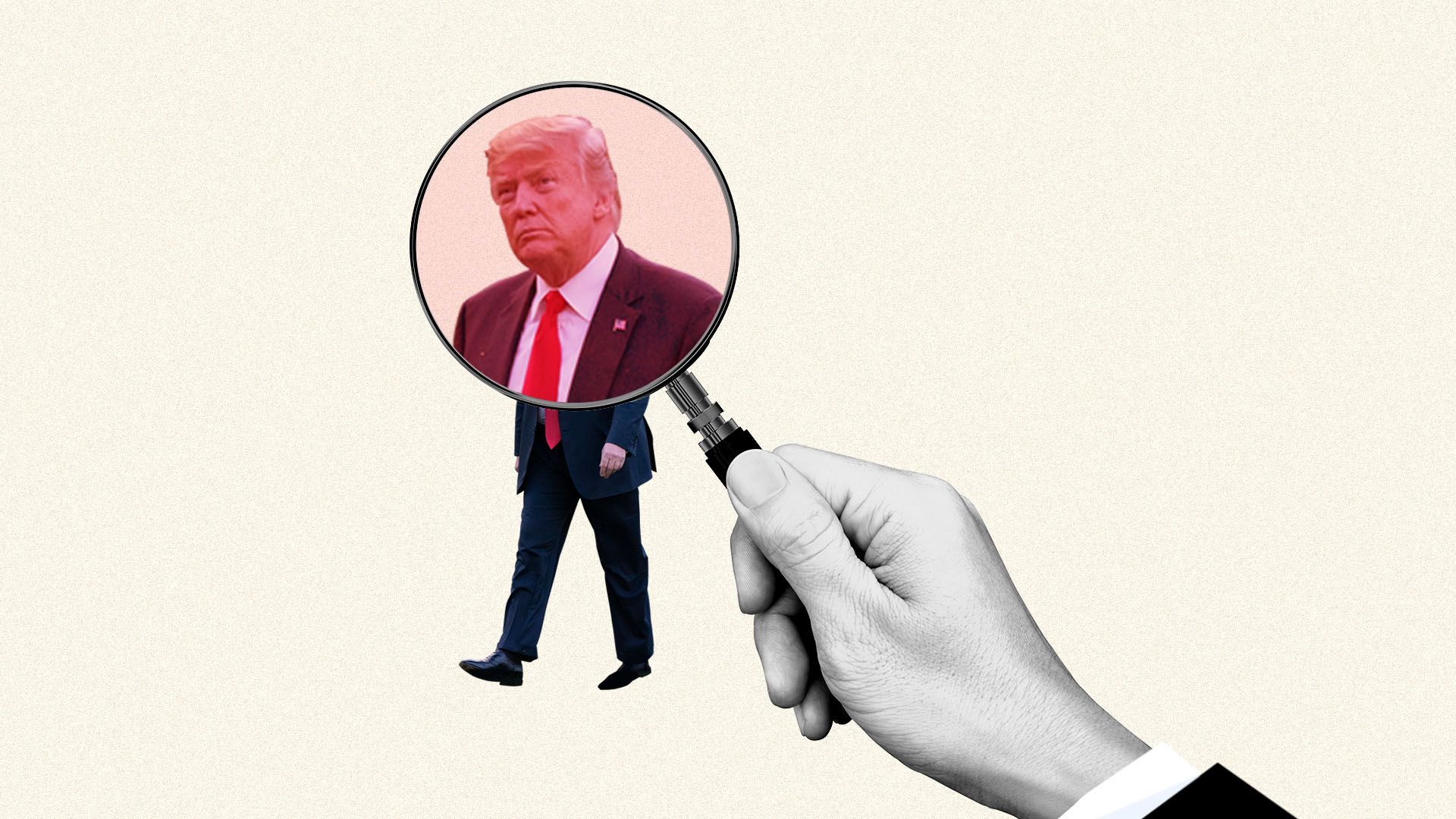 Illustration of Trump under a microscope