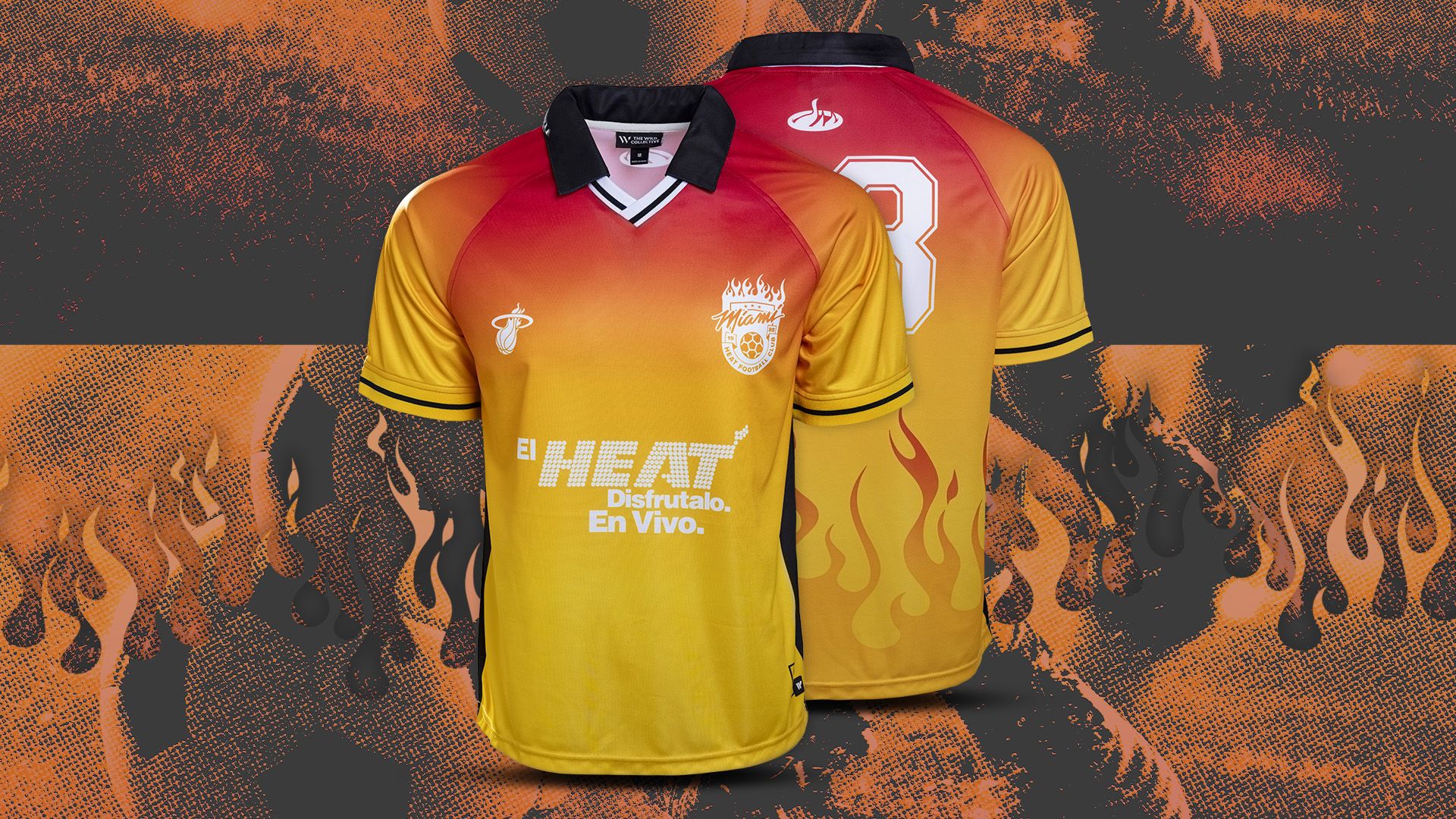 The new Miami Heat soccer jerseys for the World Cup feature a red, orange and yellow design with flames.