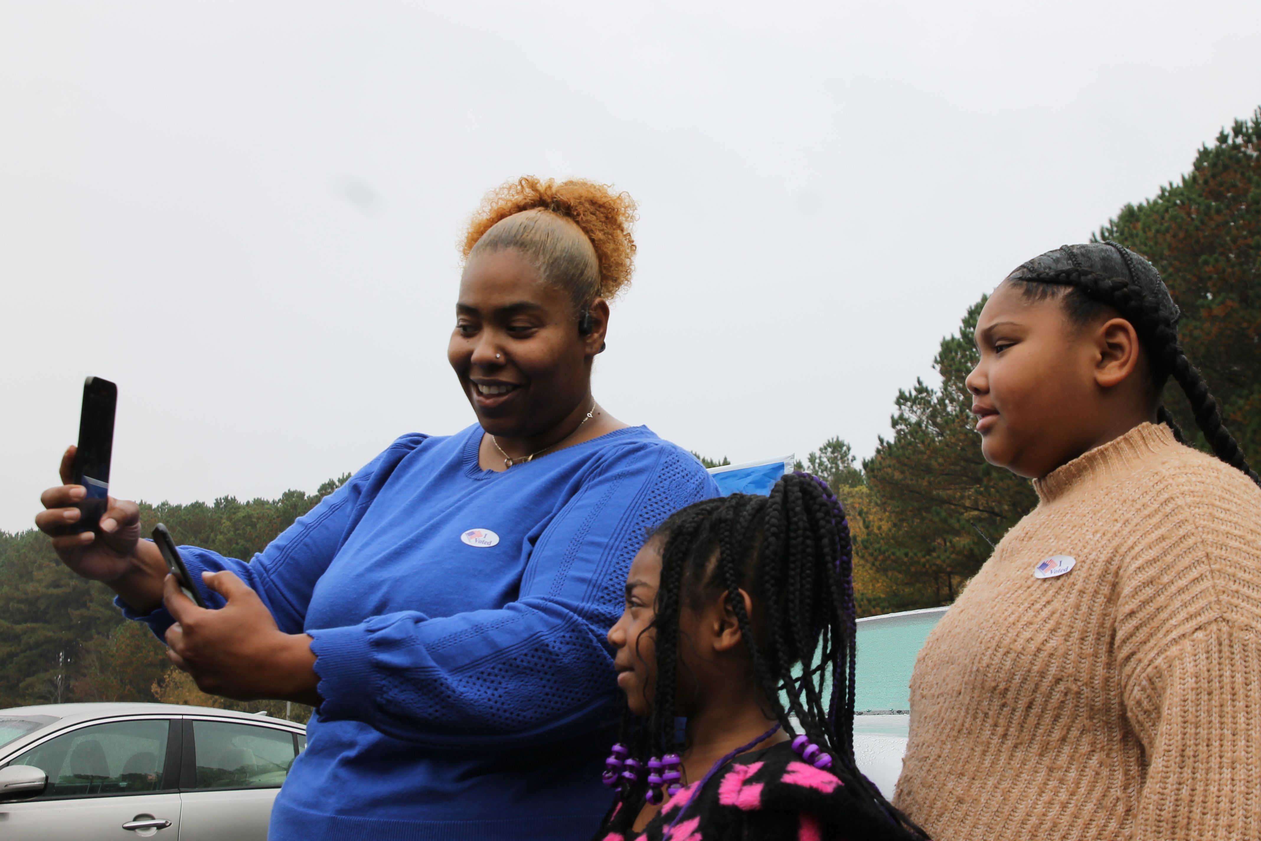 three women taking a selfie