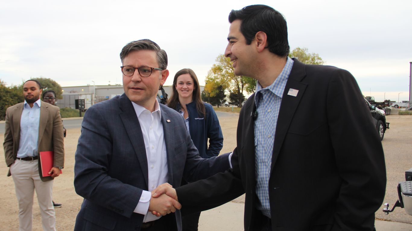 House Speaker Mike Johnson calls Gabe Evans "that good" on campaign trail