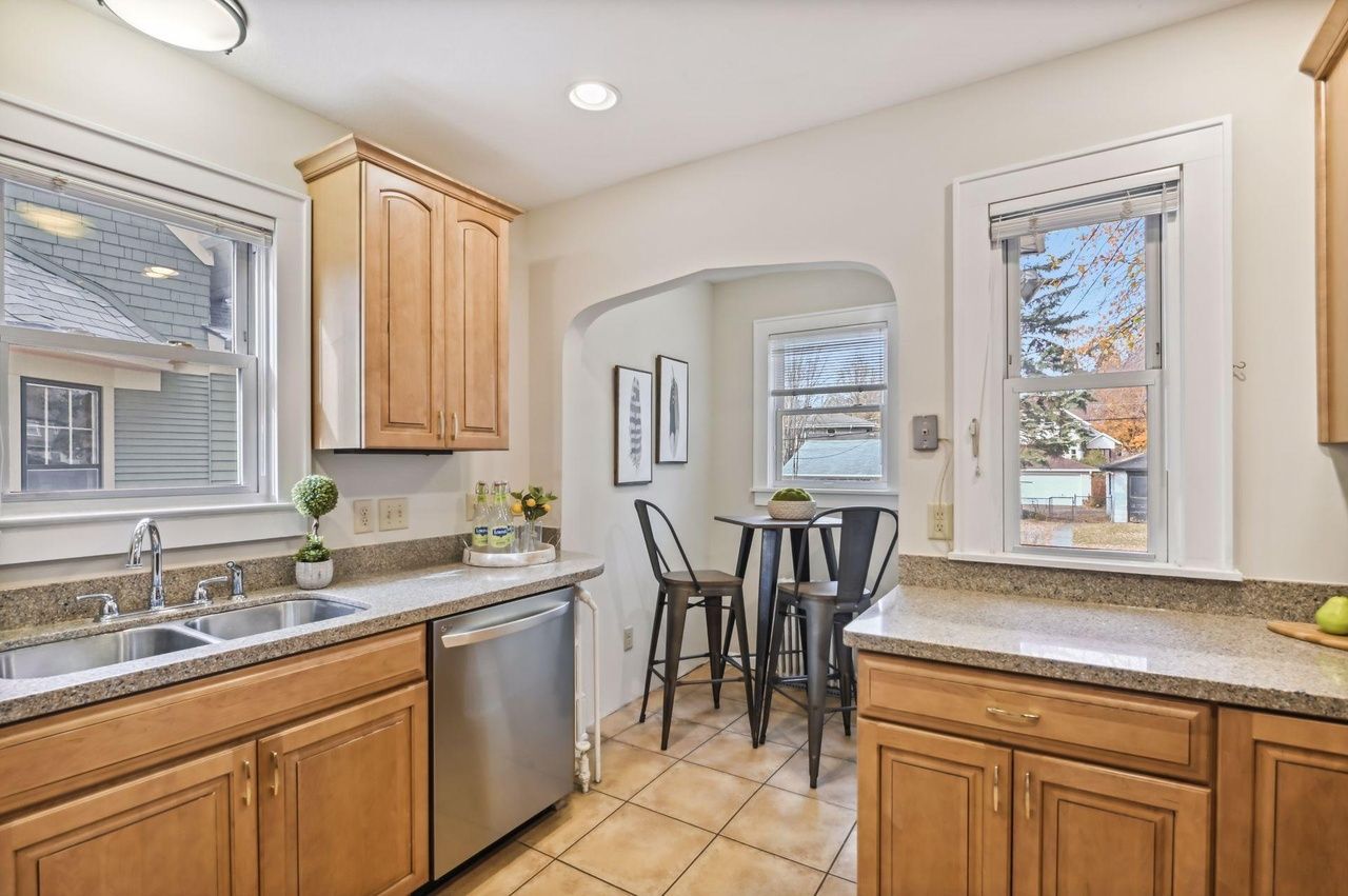 updated kitchen with eat-in space and windows