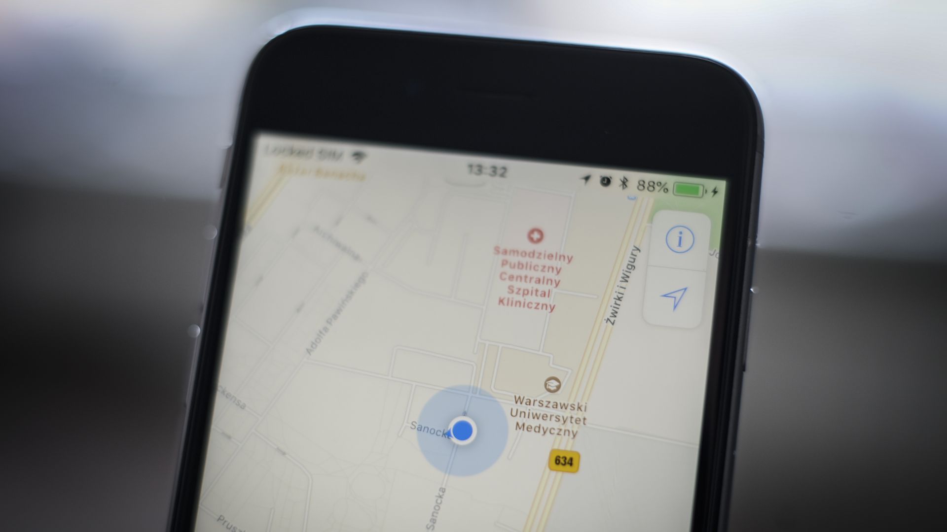 The Apple iOS Maps application is seen running on an iPhone