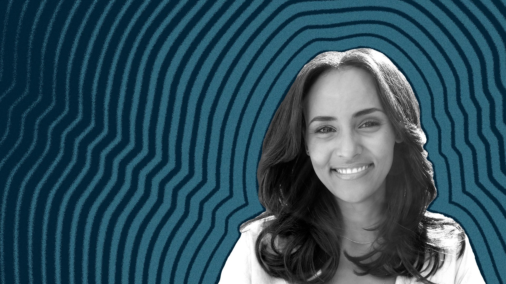 Photo illustration of Melat Kiros with lines radiating from her.