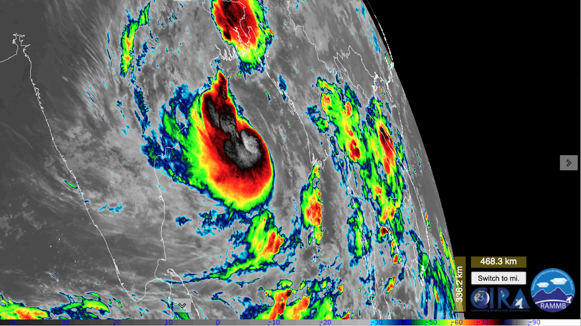 Satellite view of Cyclone Yaas in the Bay of Bengal.