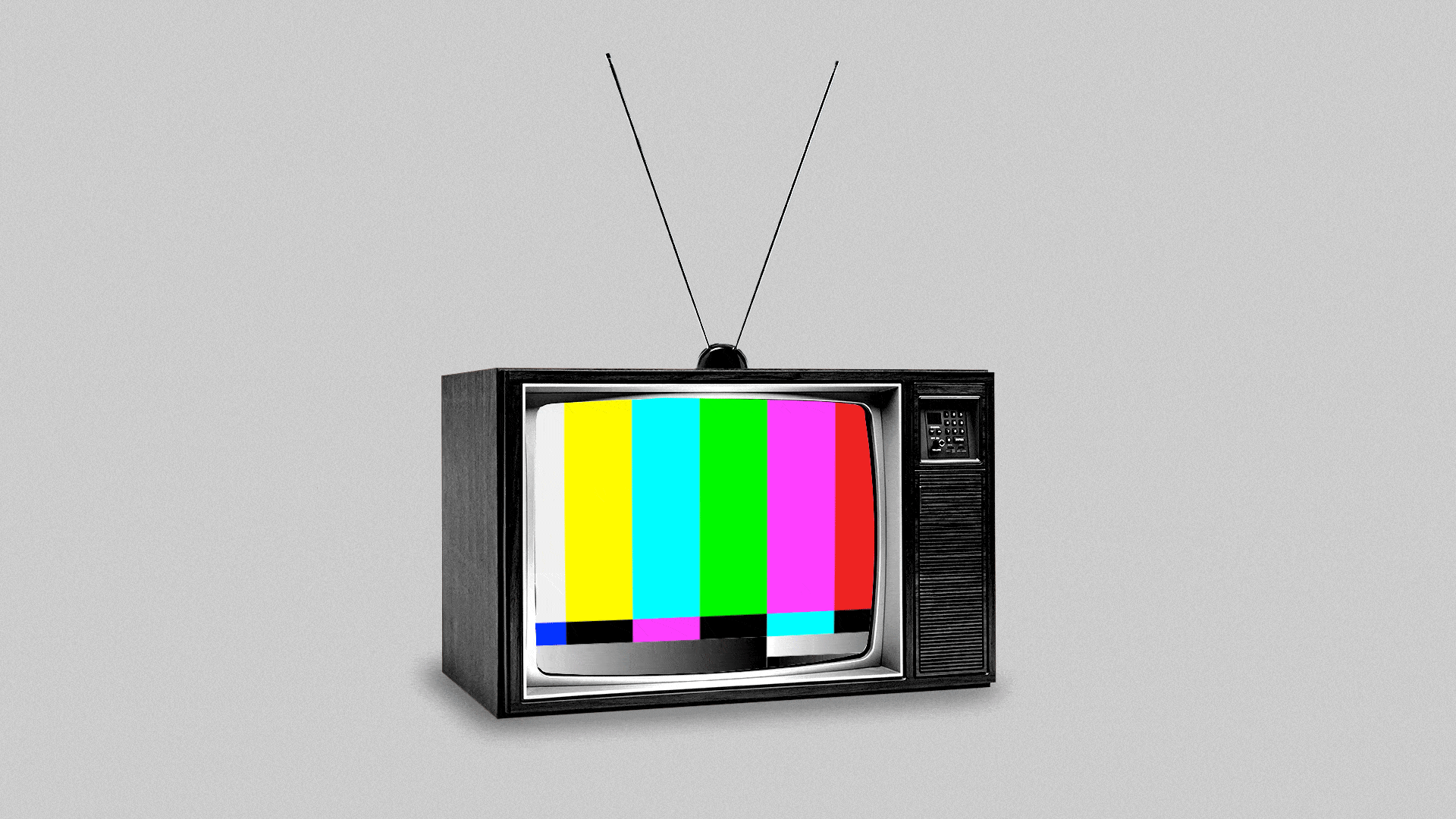 Animated illustration of a television with it's antennae drooping down on either side.