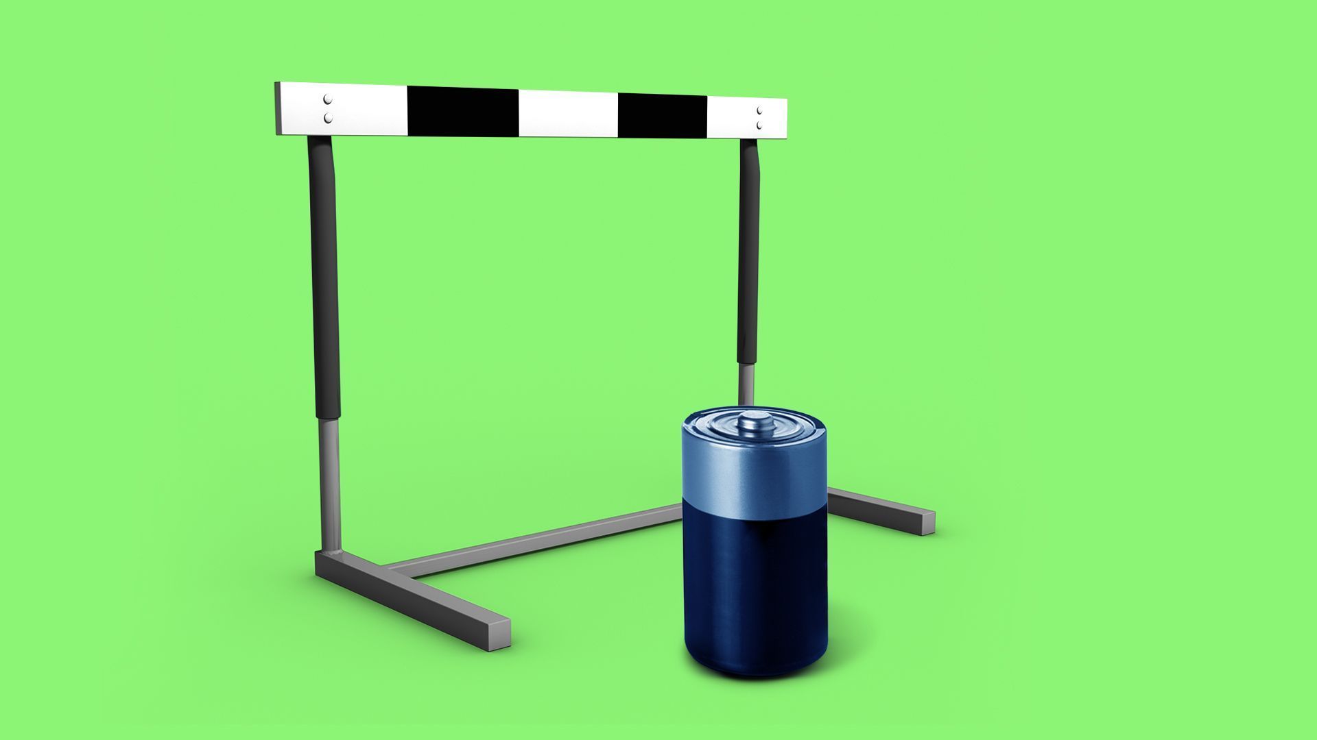 Illustration of battery in front of hurdle