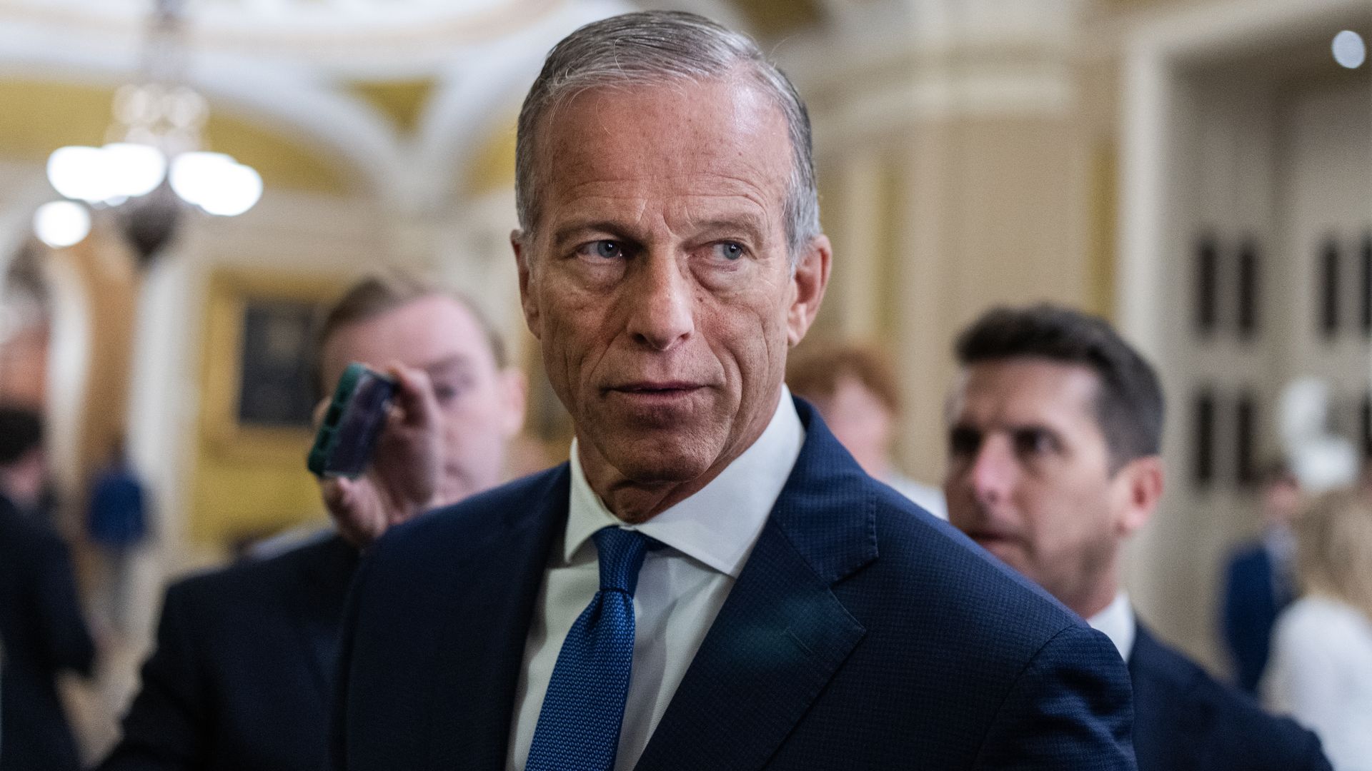 Senate Majority Leader John Thune is seen after the senate luncheons in the U.S. Capitol 