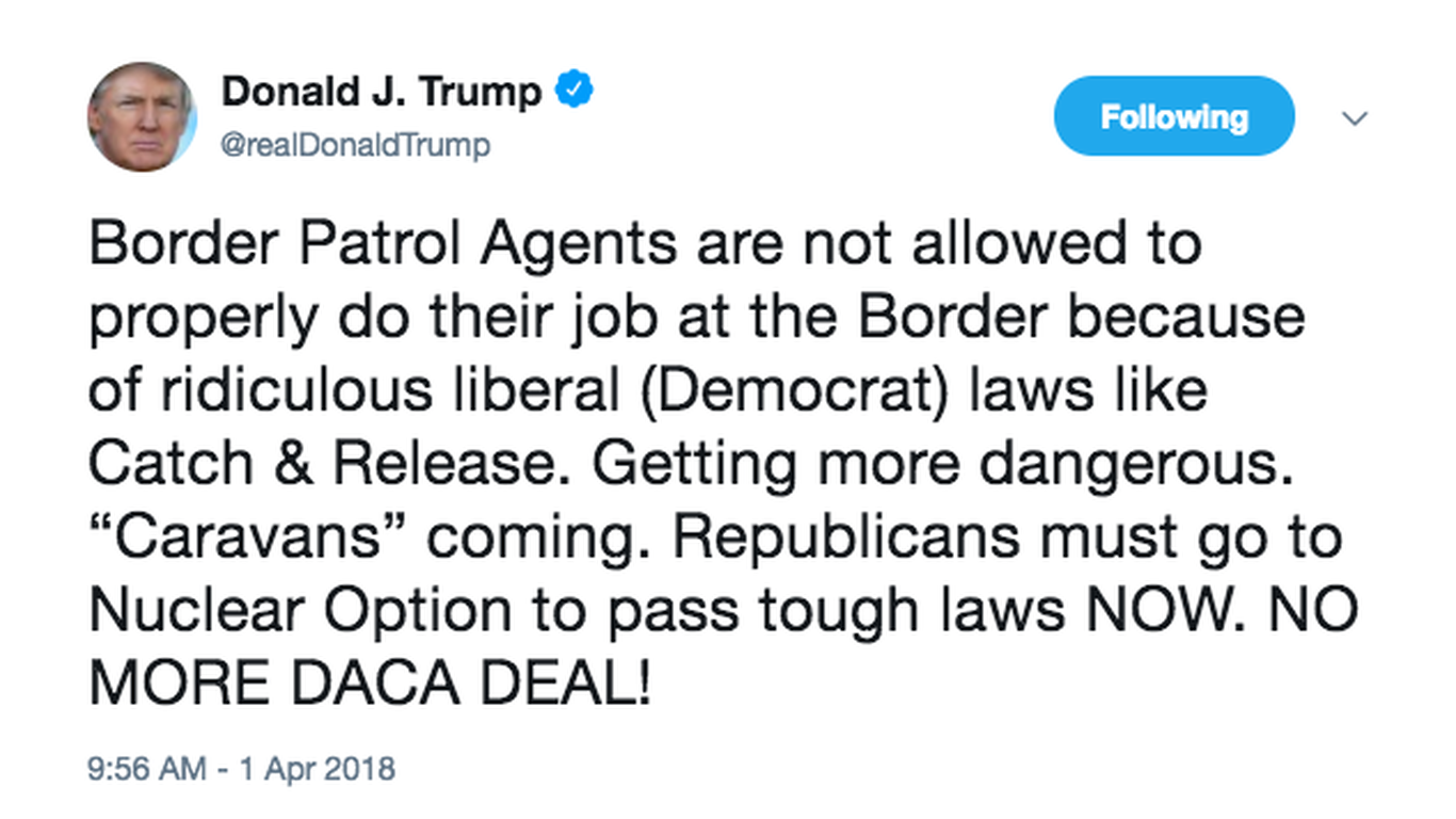Trump tells Senate GOP to use nuclear option for immigration laws