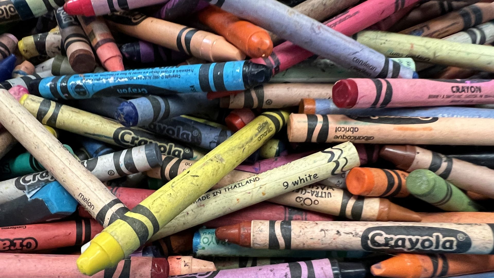 A pile of old crayons