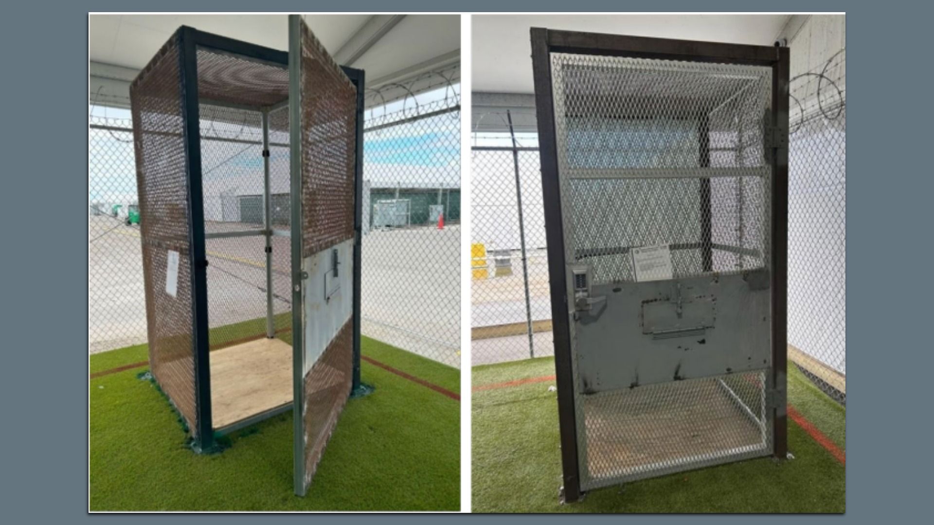 Small metal enclosures dubbed "calming areas," according to OIG report.