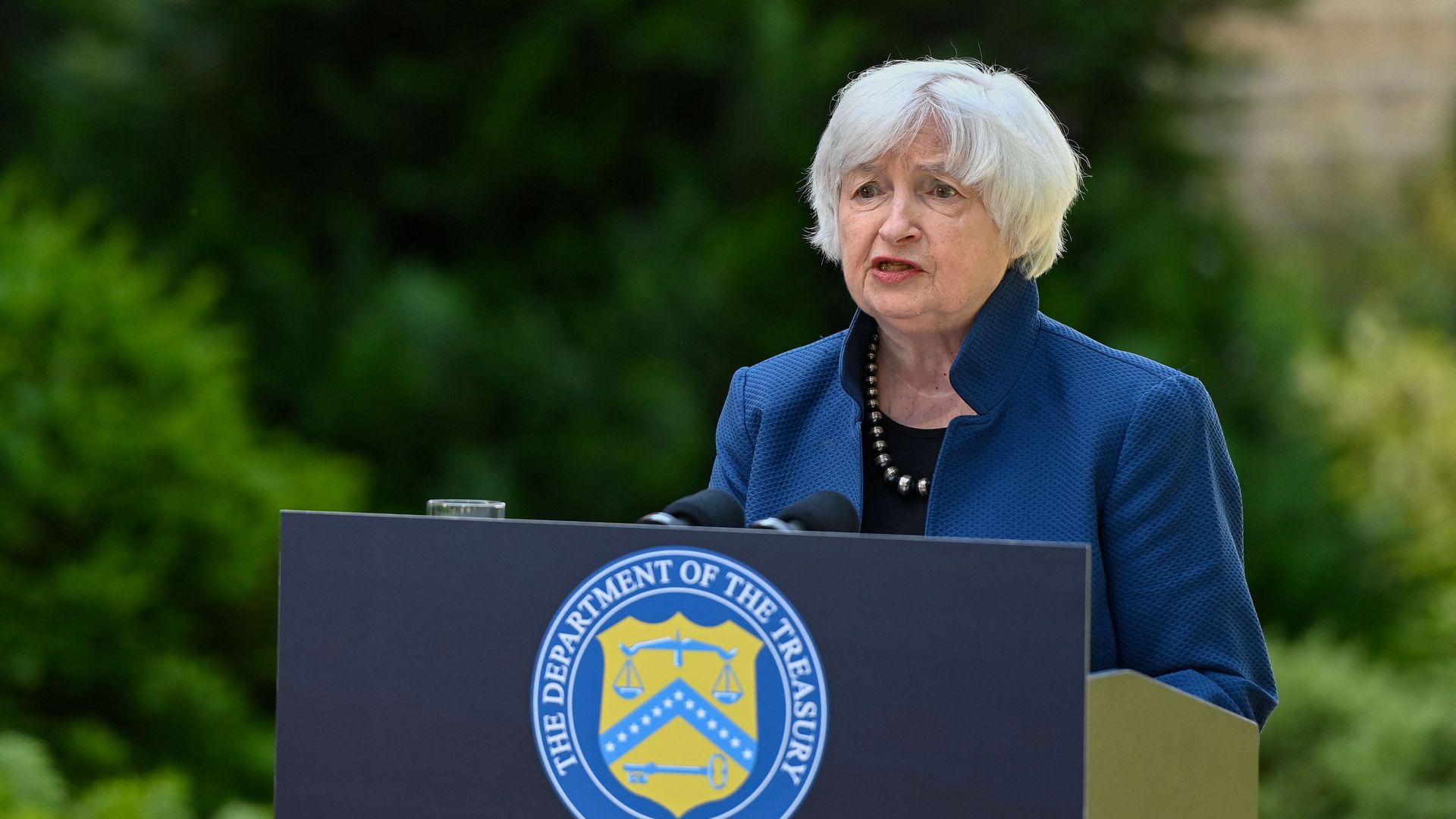 Janet Yellen at a lectern