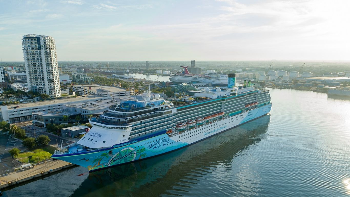 Margaritaville cruise ship docks in Port Tampa Bay before maiden voyage