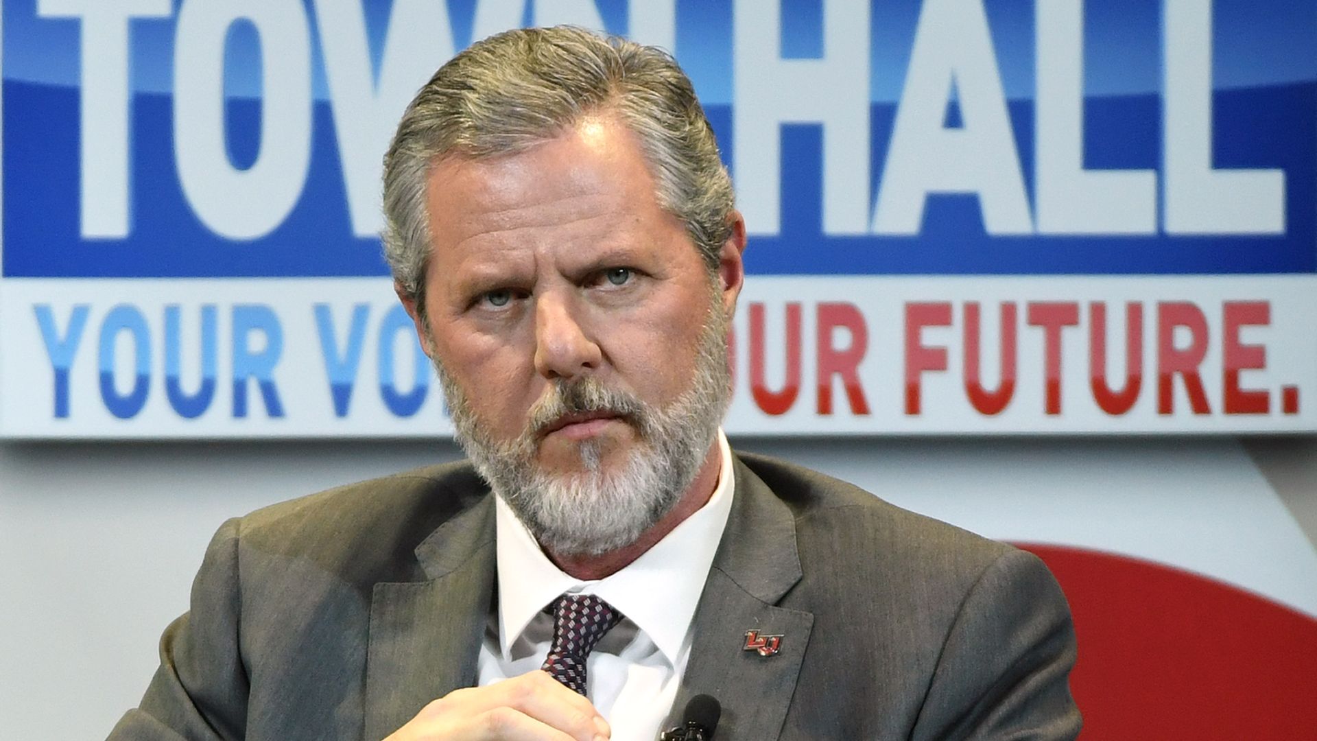 Former Liberty University President Jerry Falwell at a town hall for voting