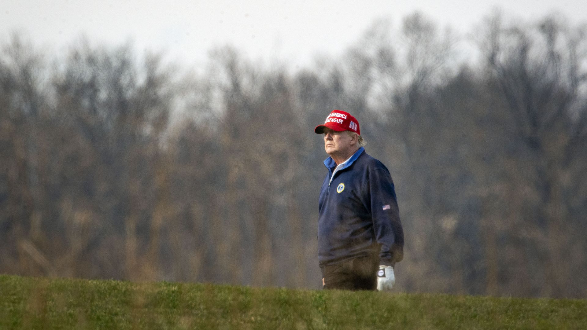President Donald Trump golfs at Trump National Golf Club on December 13, 2020 in Sterling, Virginia.