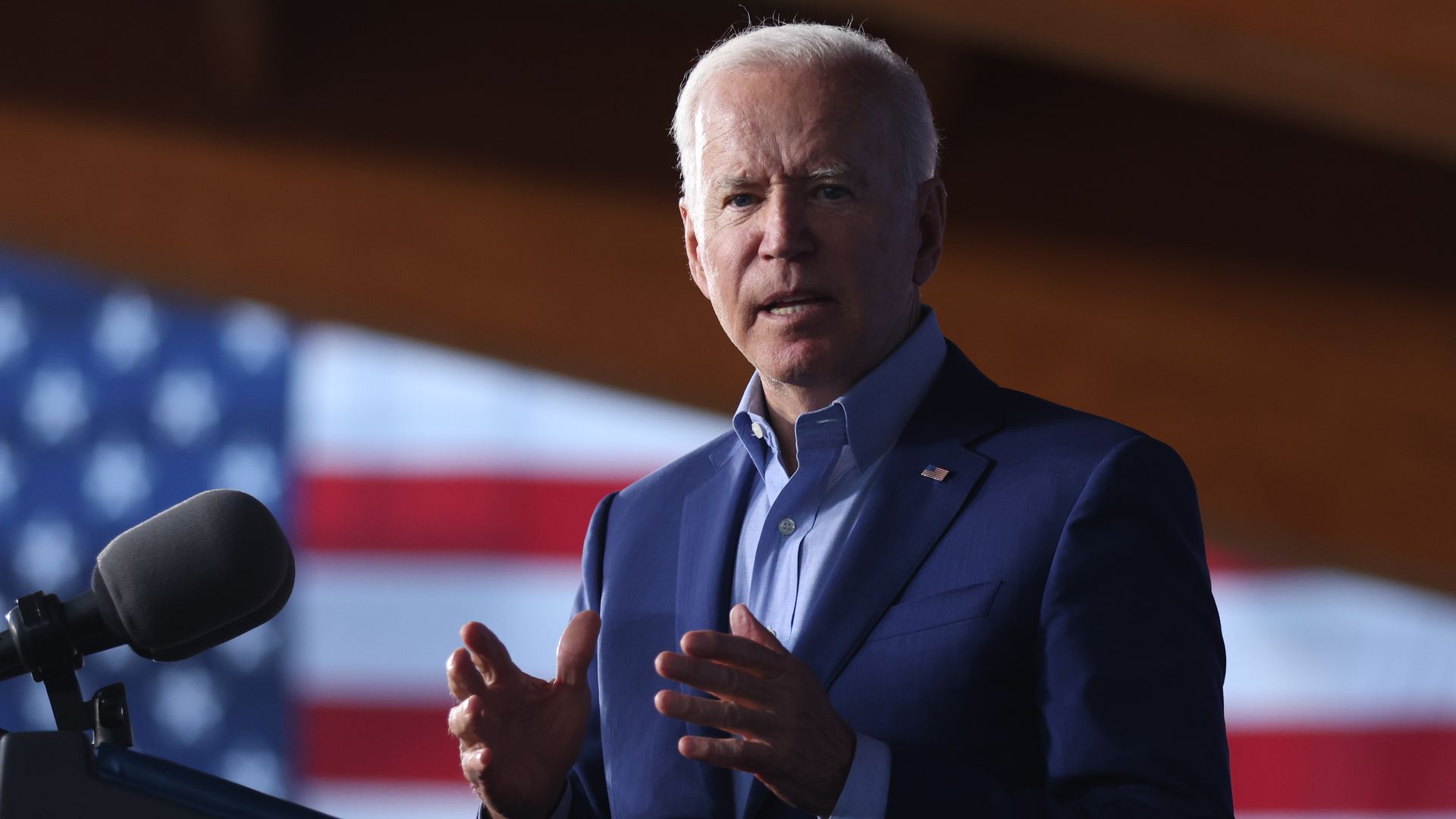 President Biden speaking in Arlington, Virginia, on July 23.