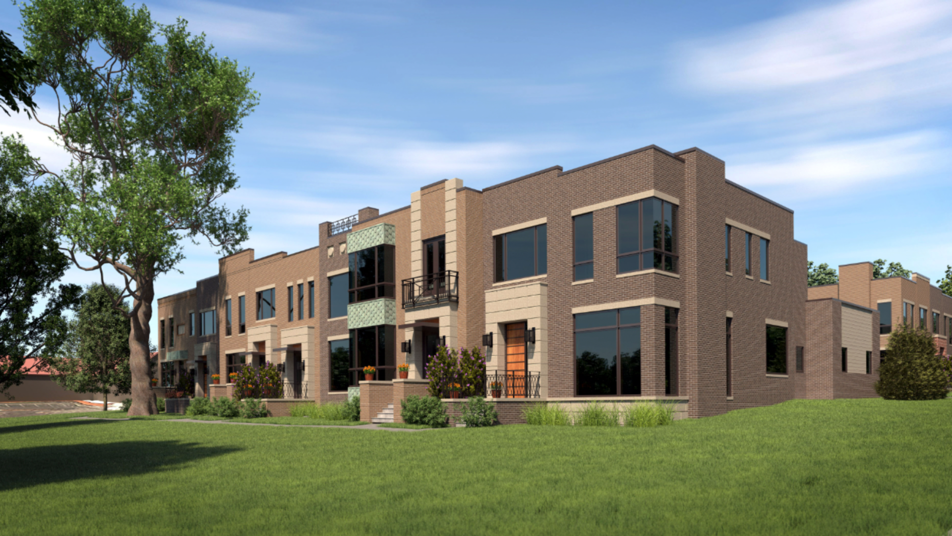 A drawing of a townhome.