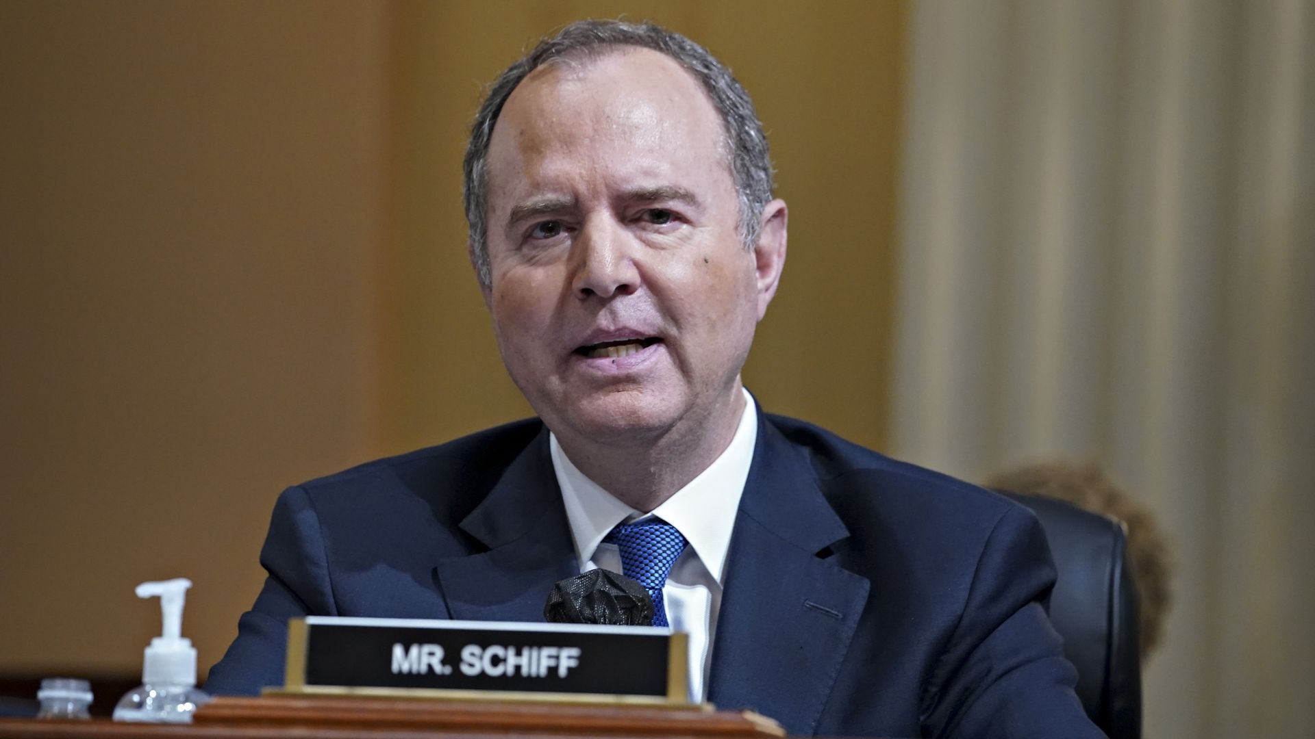 Representative Adam Schiff speaks during a hearing of the Select Committee to Investigate the January 6th Attack on the US Capitol in Washington, DC, US, on Thursday, Oct. 13, 2022.