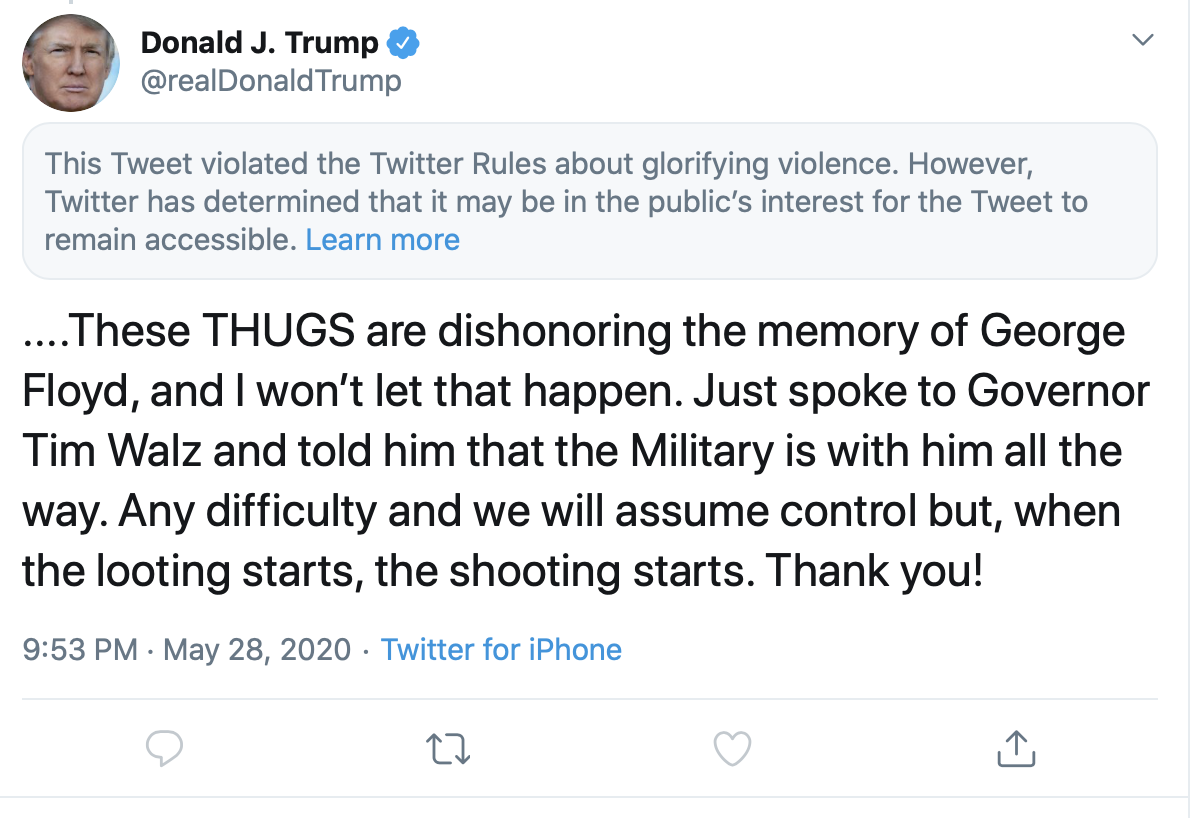 Screenshot of President Trump's tweet