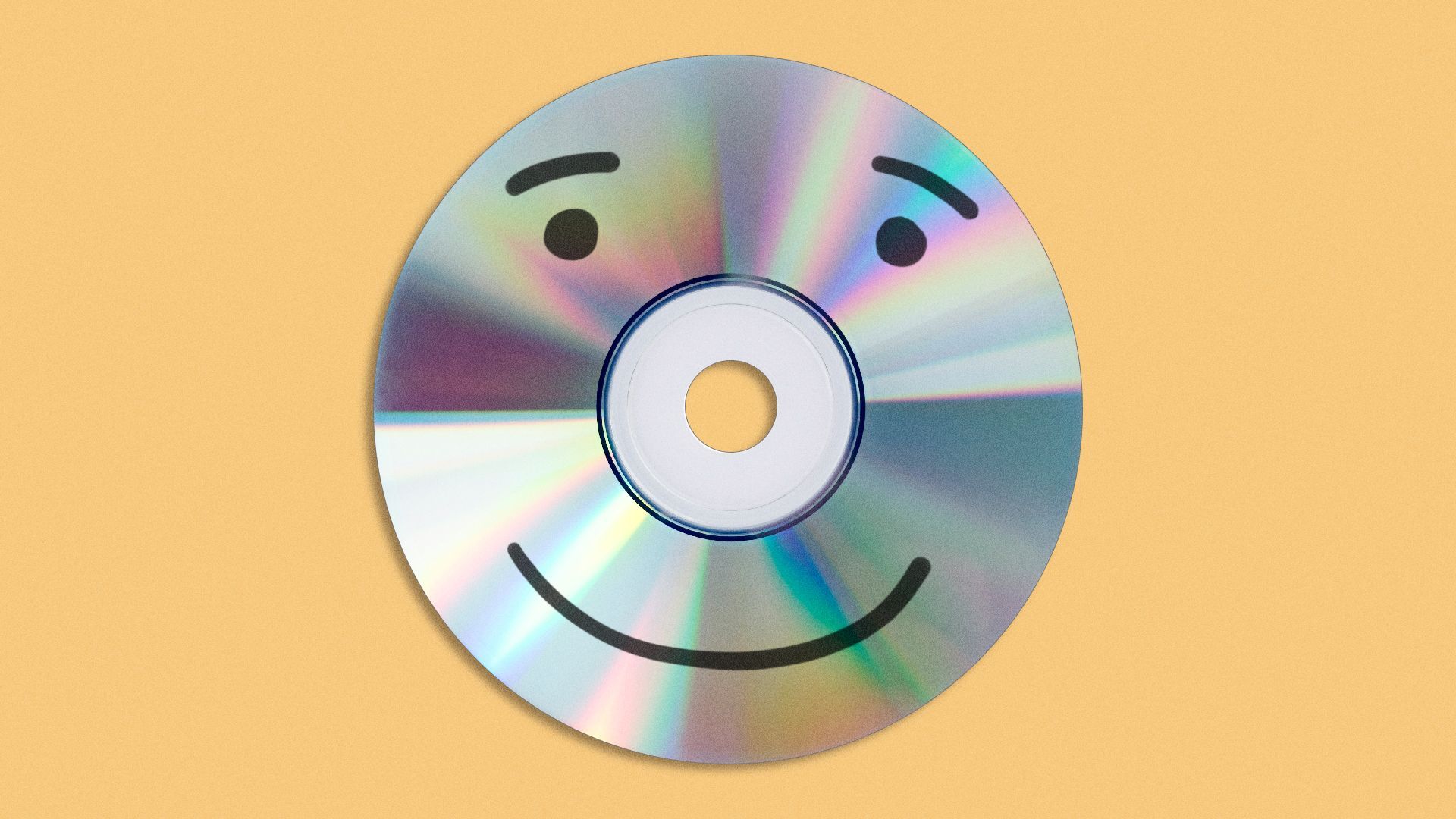 Illustration of a CD with a smiley face drawn on it.