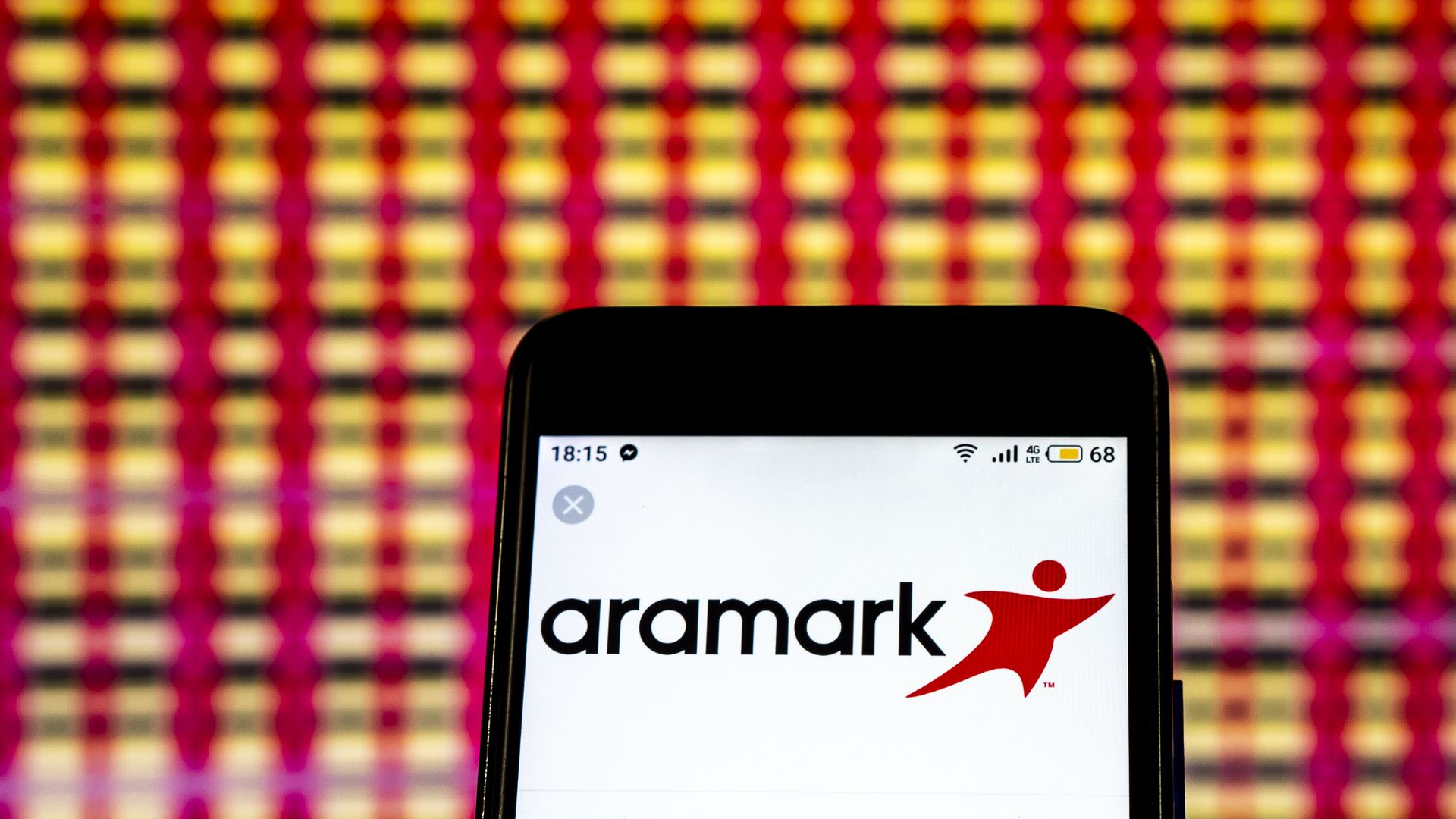 Aramark logo on a phone screen